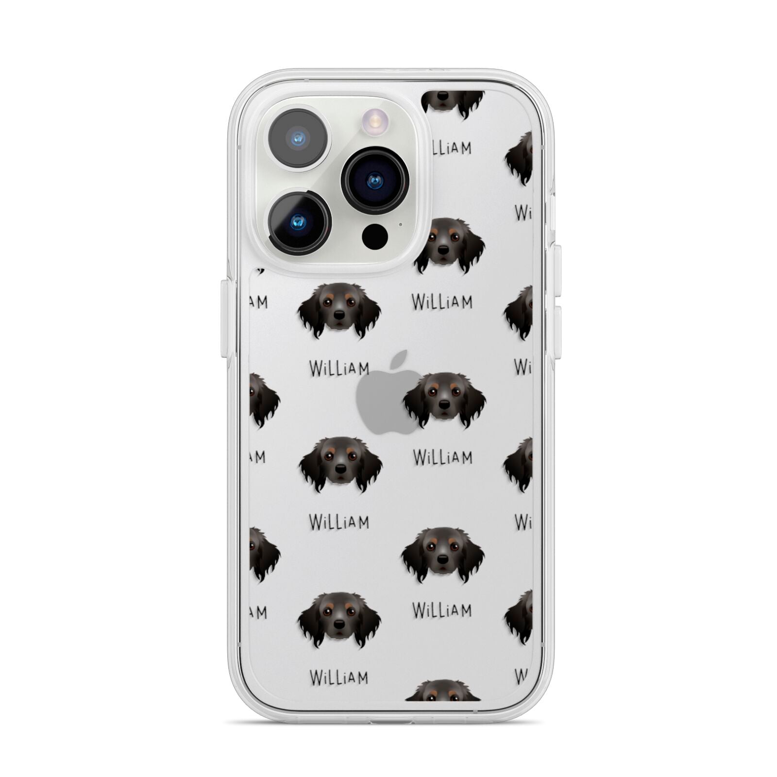 Cavapom Icon with Name iPhone 14 Pro Clear Tough Case Silver