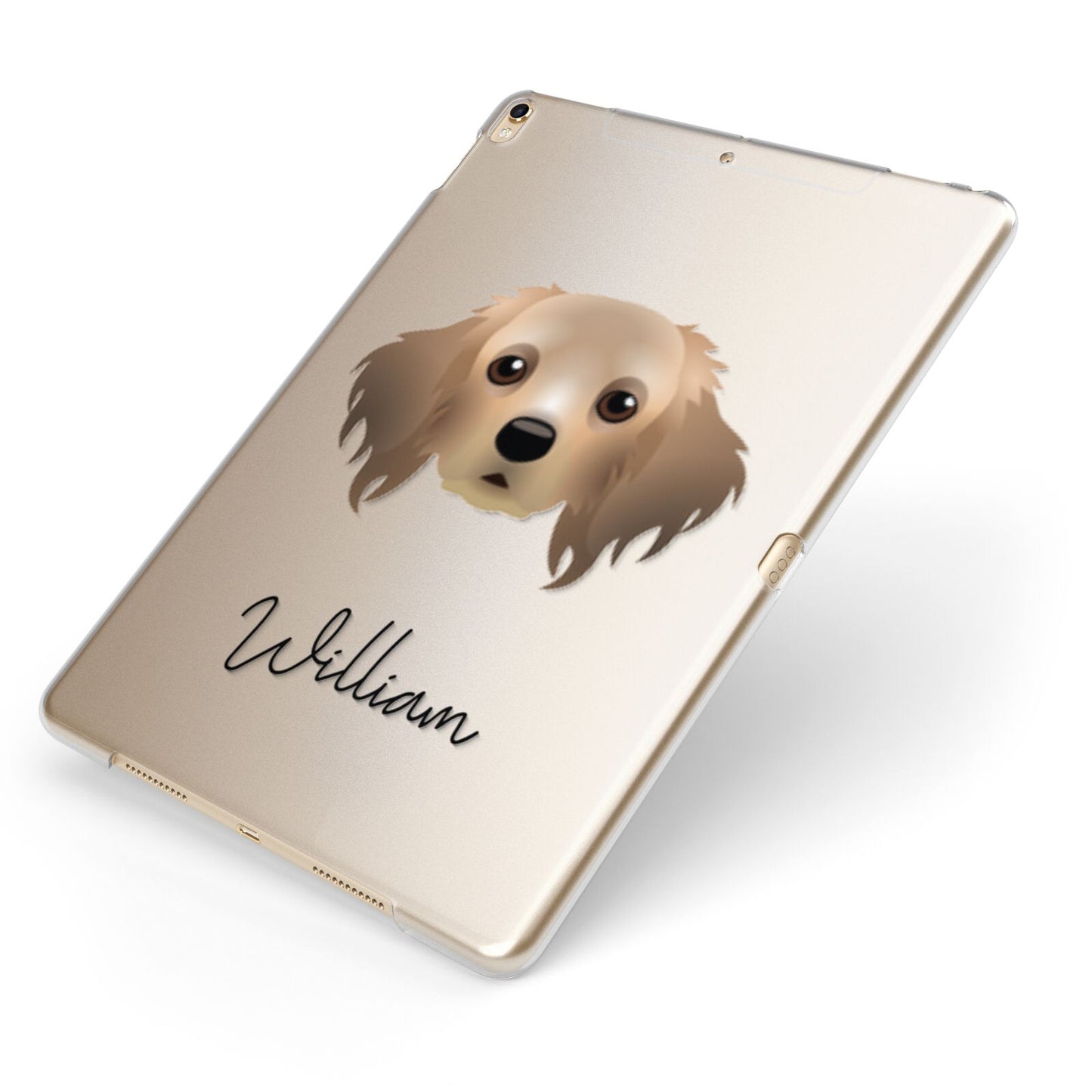 Cavapom Personalised Apple iPad Case on Gold iPad Side View