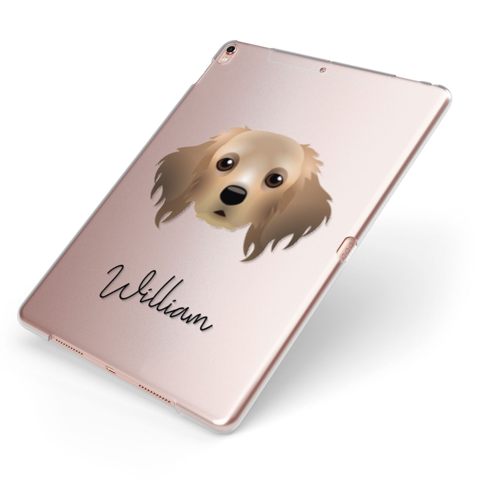 Cavapom Personalised Apple iPad Case on Rose Gold iPad Side View