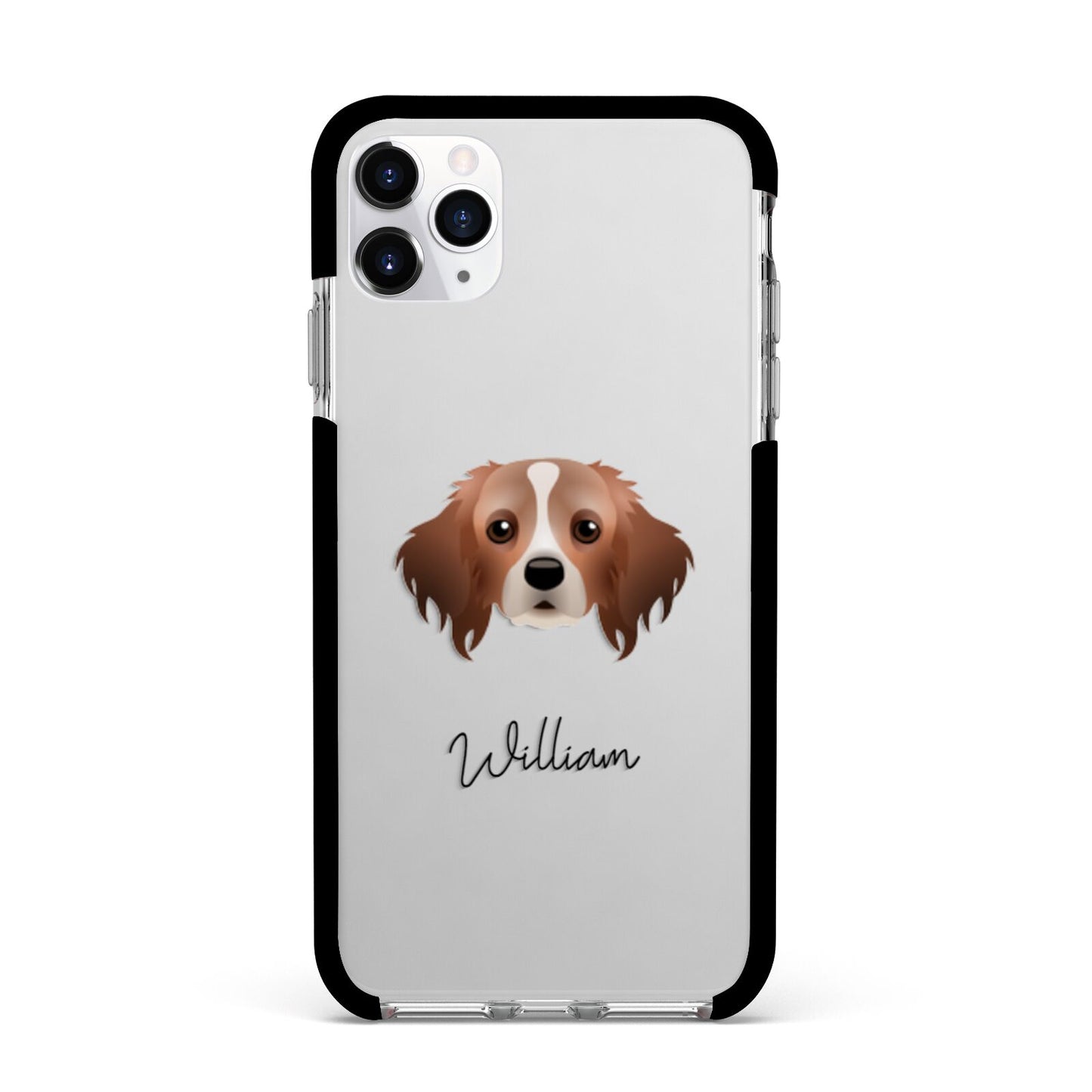 Cavapom Personalised Apple iPhone 11 Pro Max in Silver with Black Impact Case
