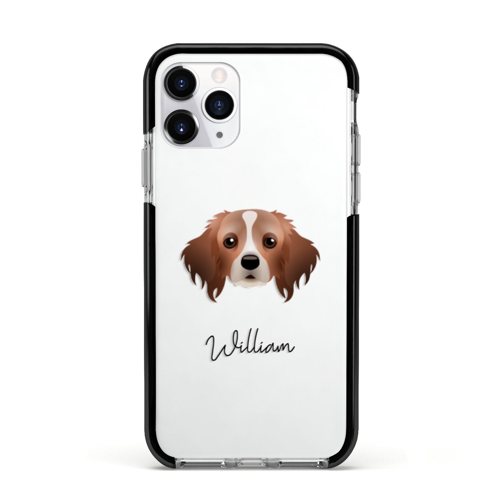 Cavapom Personalised Apple iPhone 11 Pro in Silver with Black Impact Case