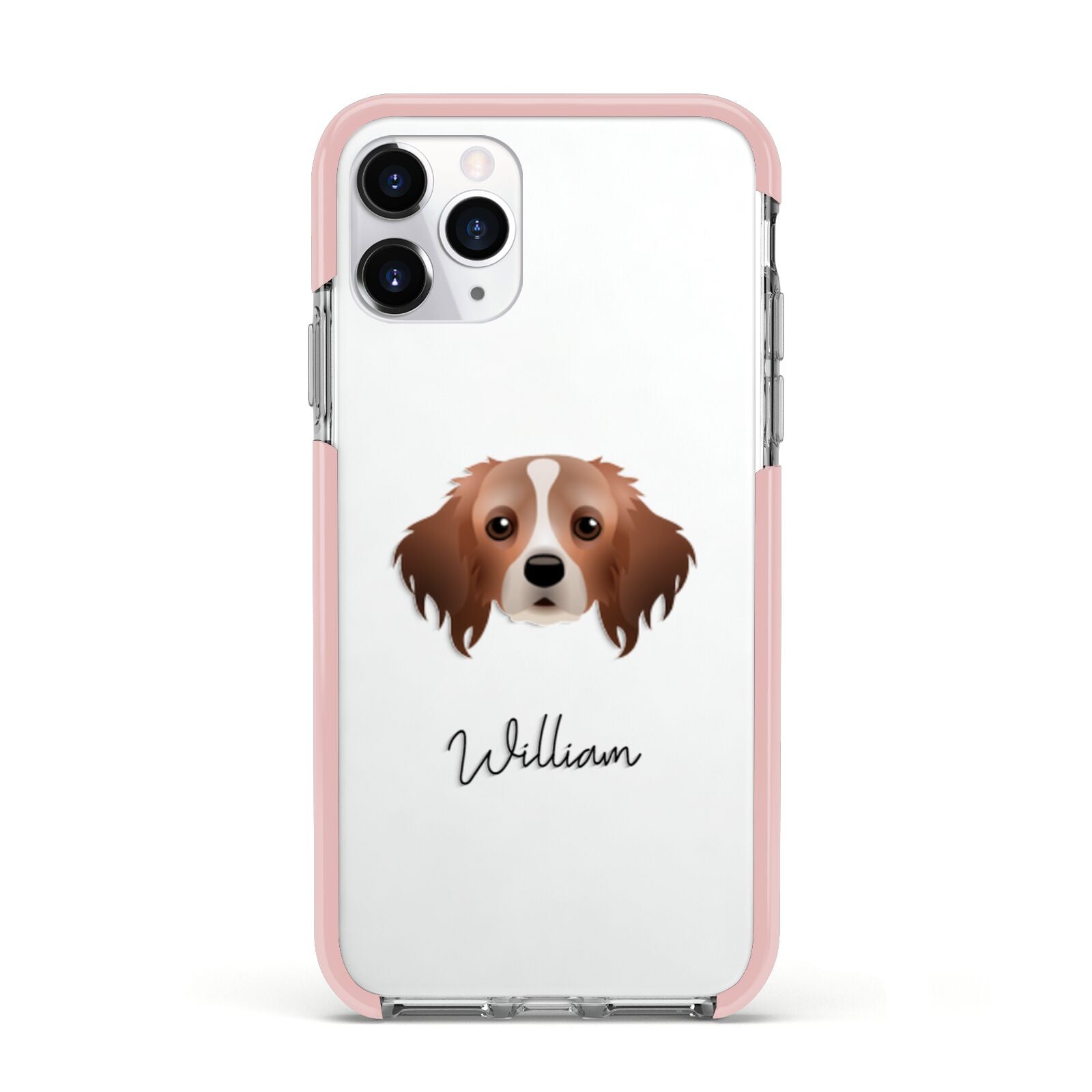Cavapom Personalised Apple iPhone 11 Pro in Silver with Pink Impact Case