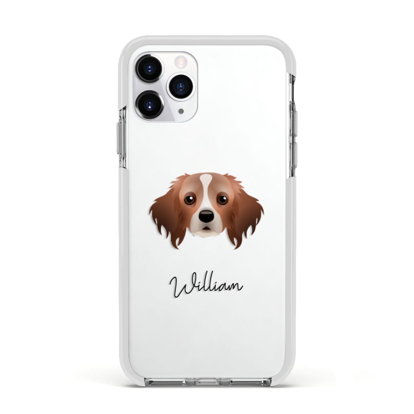 Cavapom Personalised Apple iPhone 11 Pro in Silver with White Impact Case