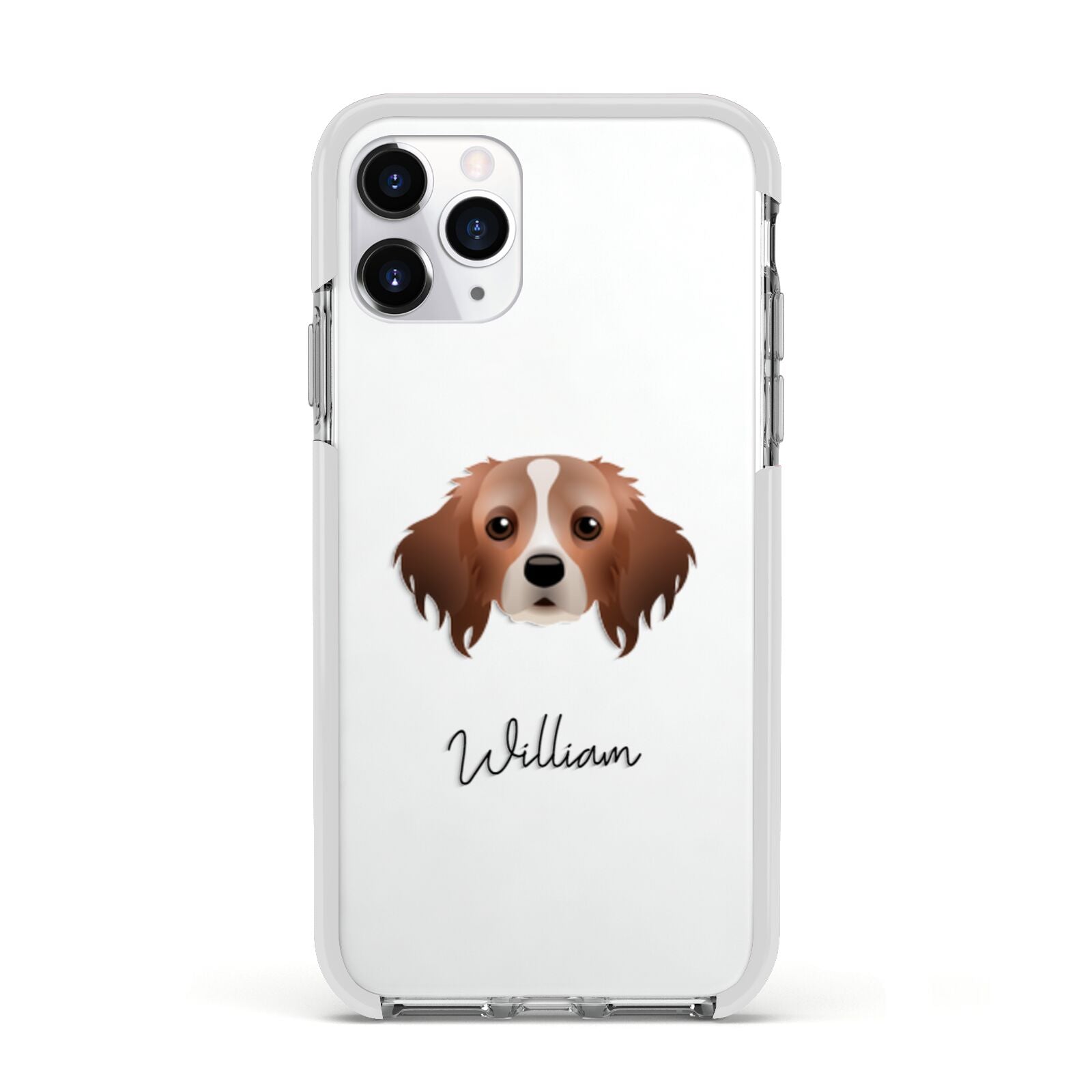 Cavapom Personalised Apple iPhone 11 Pro in Silver with White Impact Case