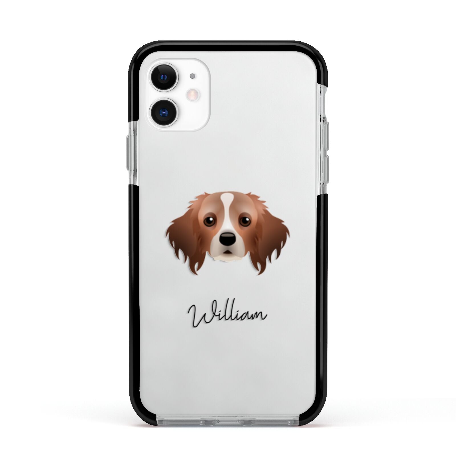 Cavapom Personalised Apple iPhone 11 in White with Black Impact Case