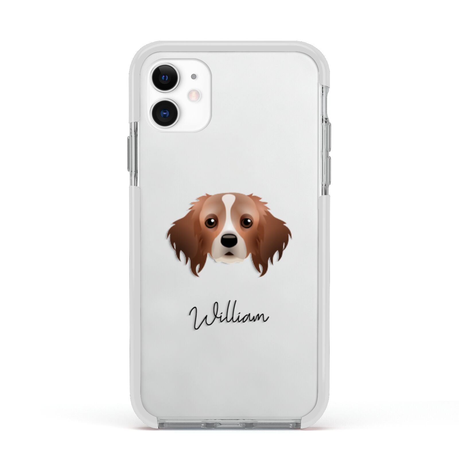 Cavapom Personalised Apple iPhone 11 in White with White Impact Case