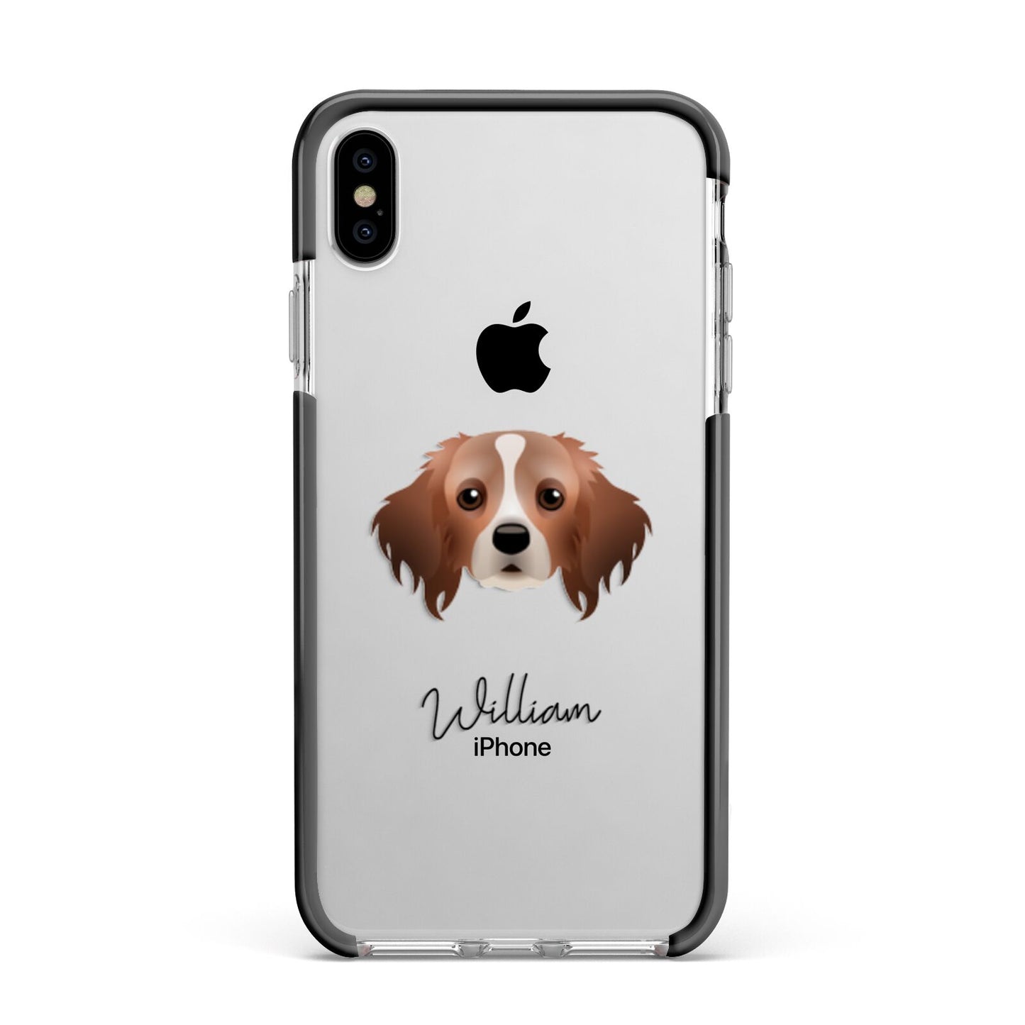 Cavapom Personalised Apple iPhone Xs Max Impact Case Black Edge on Silver Phone