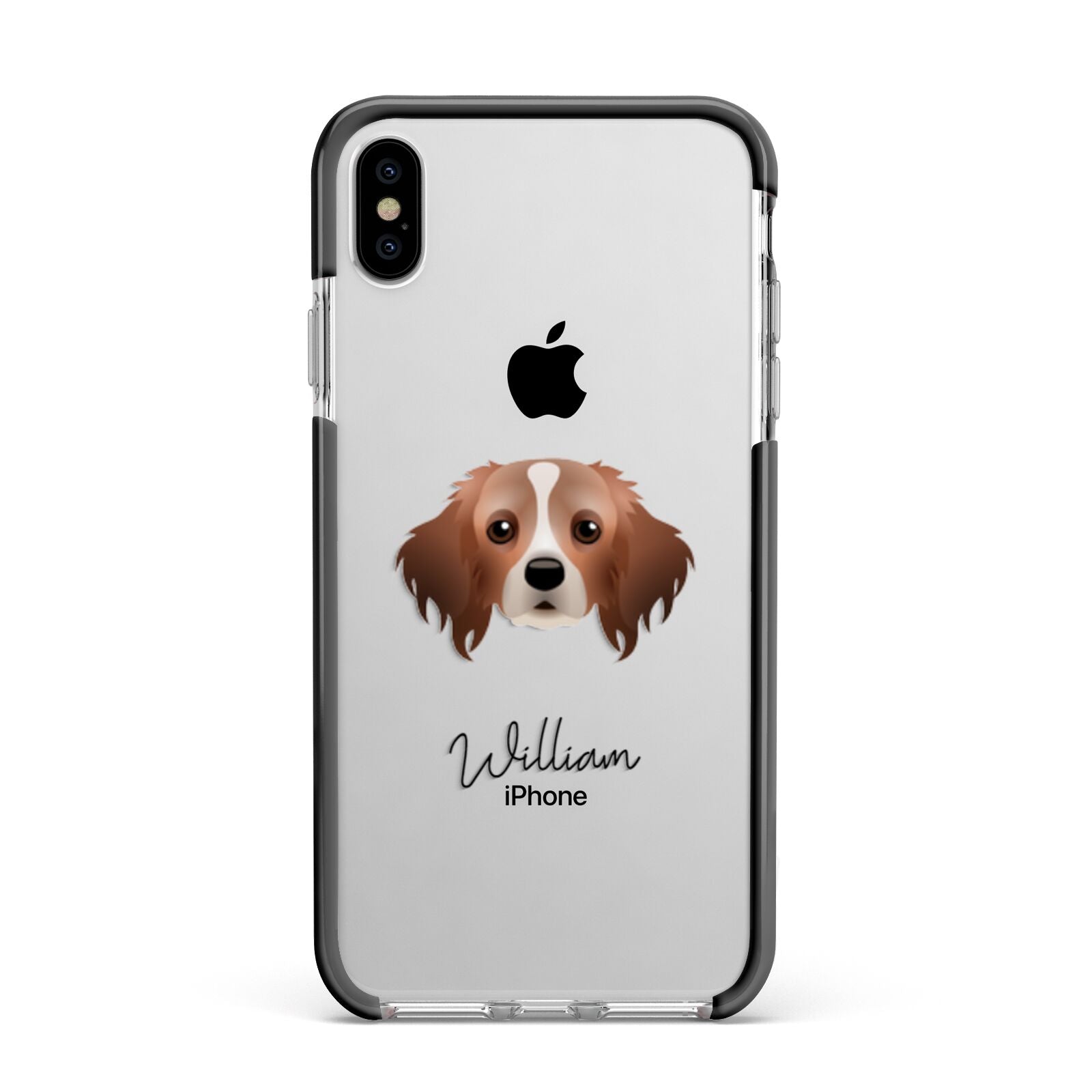 Cavapom Personalised Apple iPhone Xs Max Impact Case Black Edge on Silver Phone
