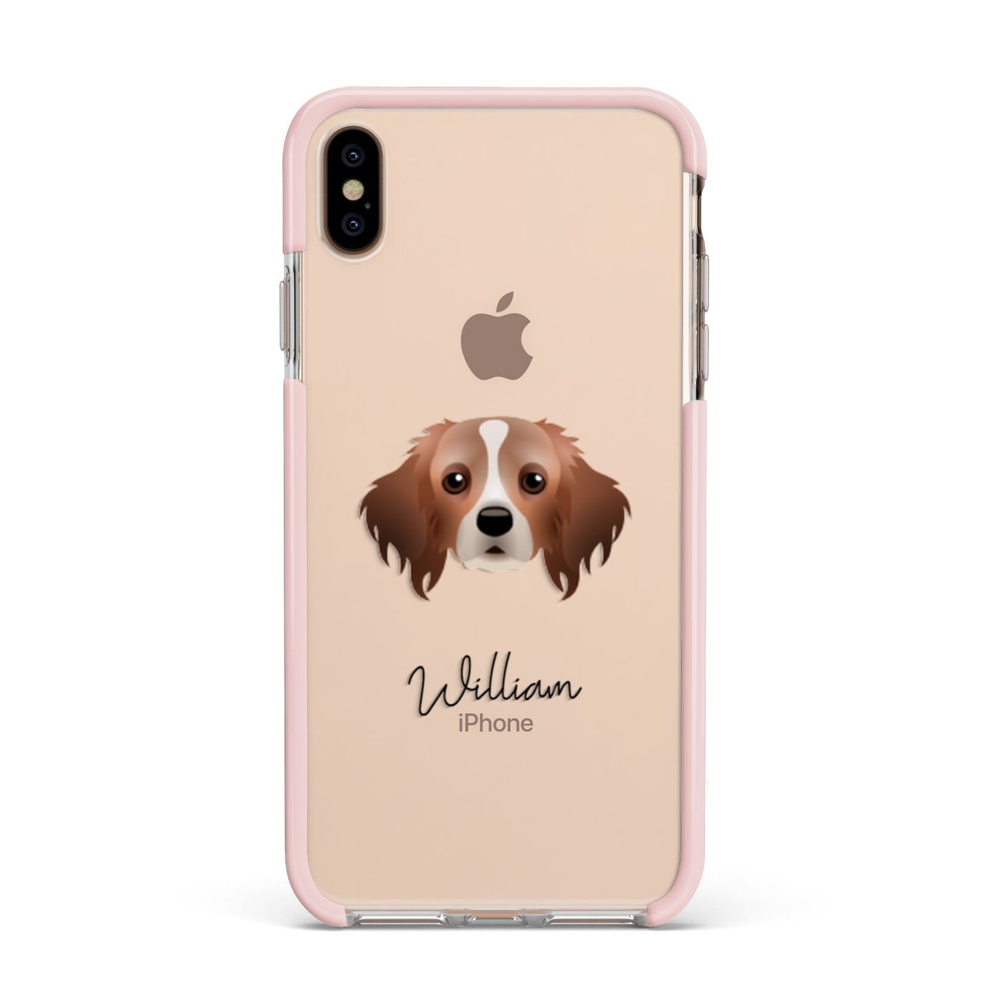 Cavapom Personalised Apple iPhone Xs Max Impact Case Pink Edge on Gold Phone