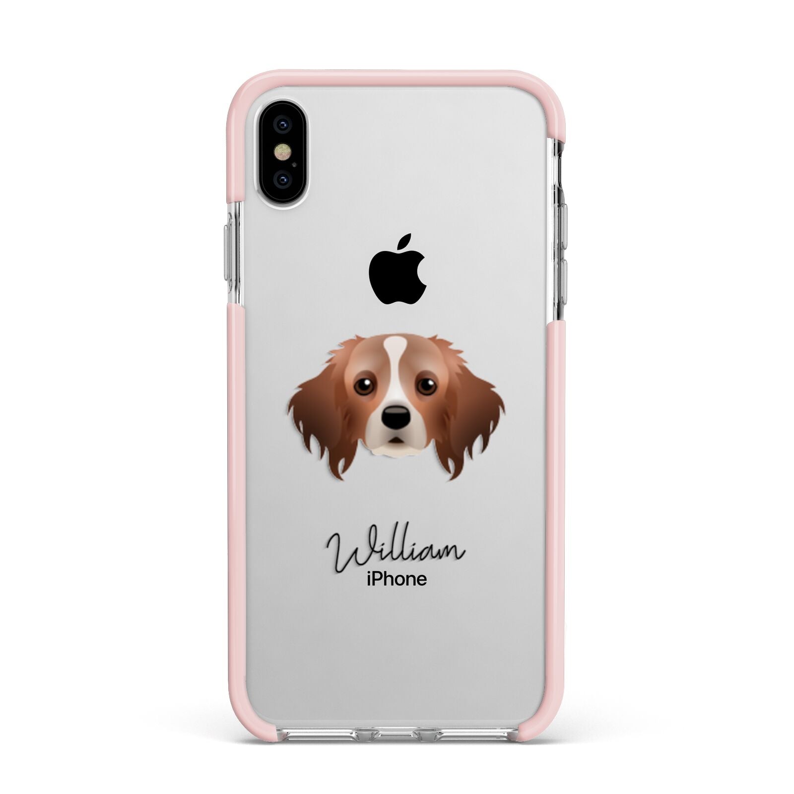 Cavapom Personalised Apple iPhone Xs Max Impact Case Pink Edge on Silver Phone
