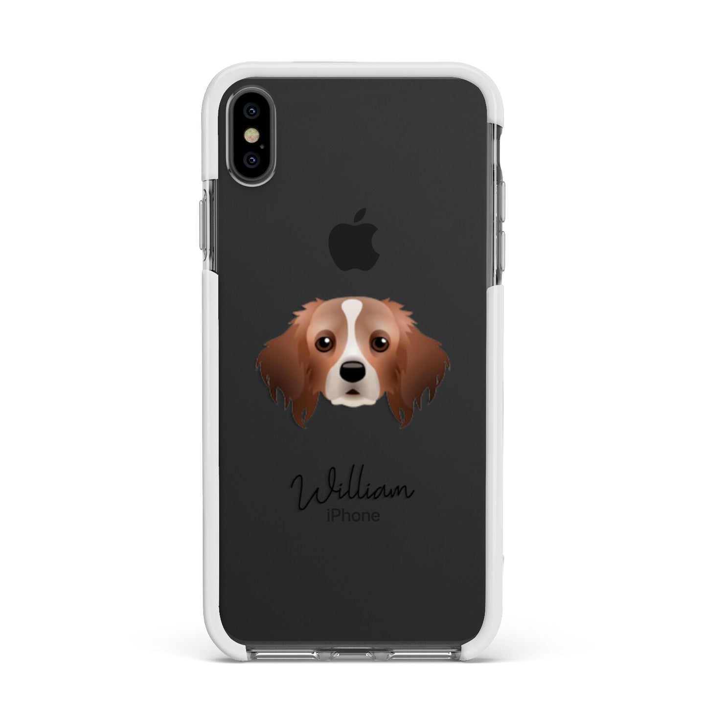 Cavapom Personalised Apple iPhone Xs Max Impact Case White Edge on Black Phone