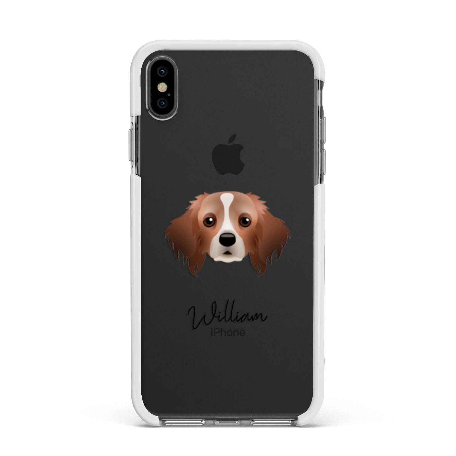 Cavapom Personalised Apple iPhone Xs Max Impact Case White Edge on Black Phone