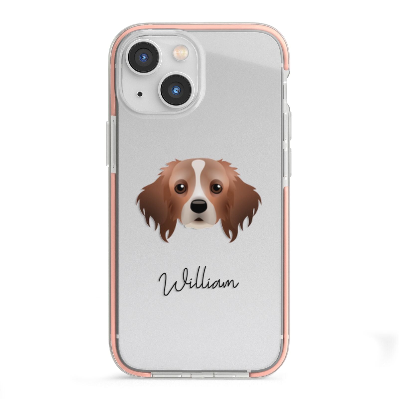 Cavapom Personalised iPhone 13 Mini TPU Impact Case with Pink Edges