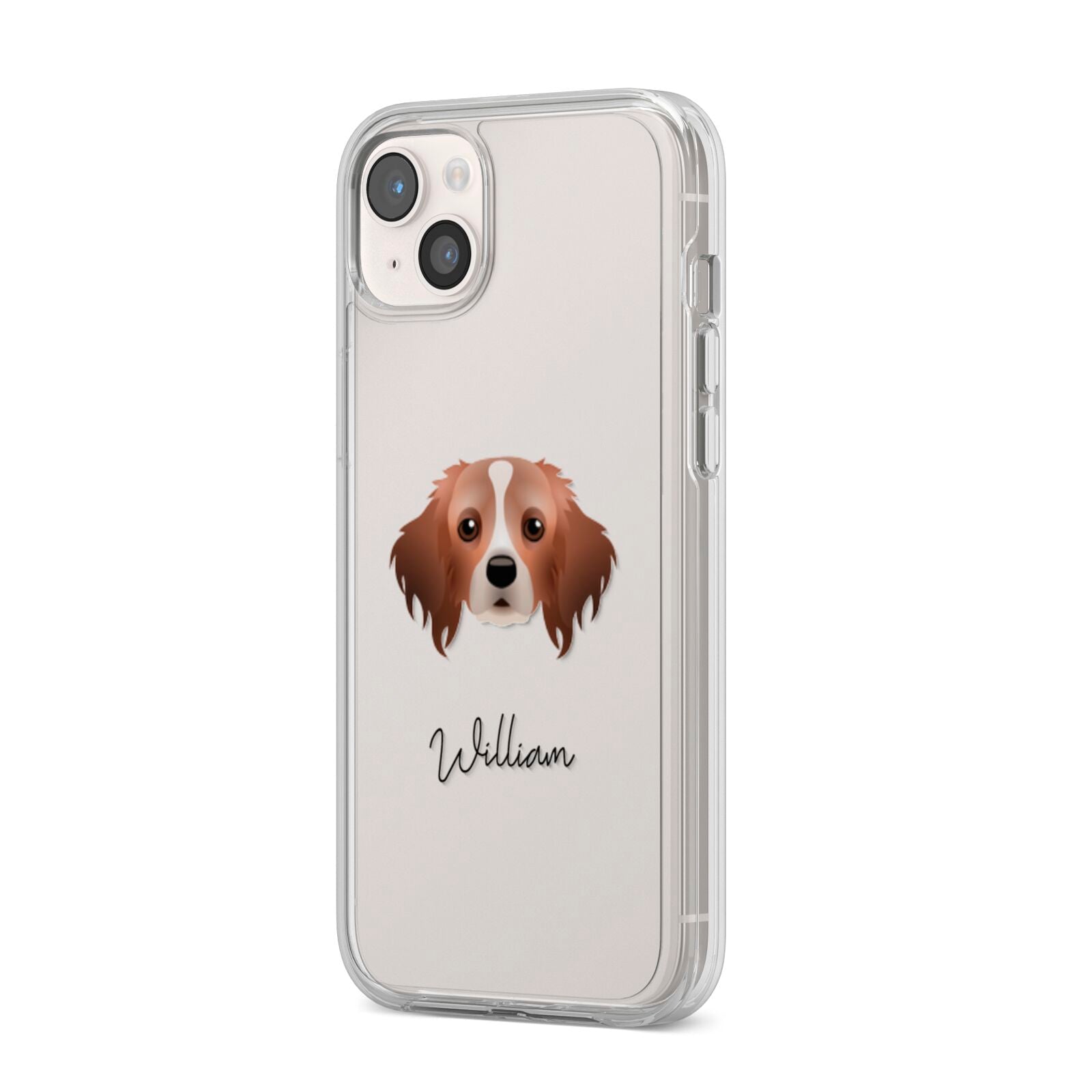 Cavapom Personalised iPhone 14 Plus Clear Tough Case Starlight Angled Image