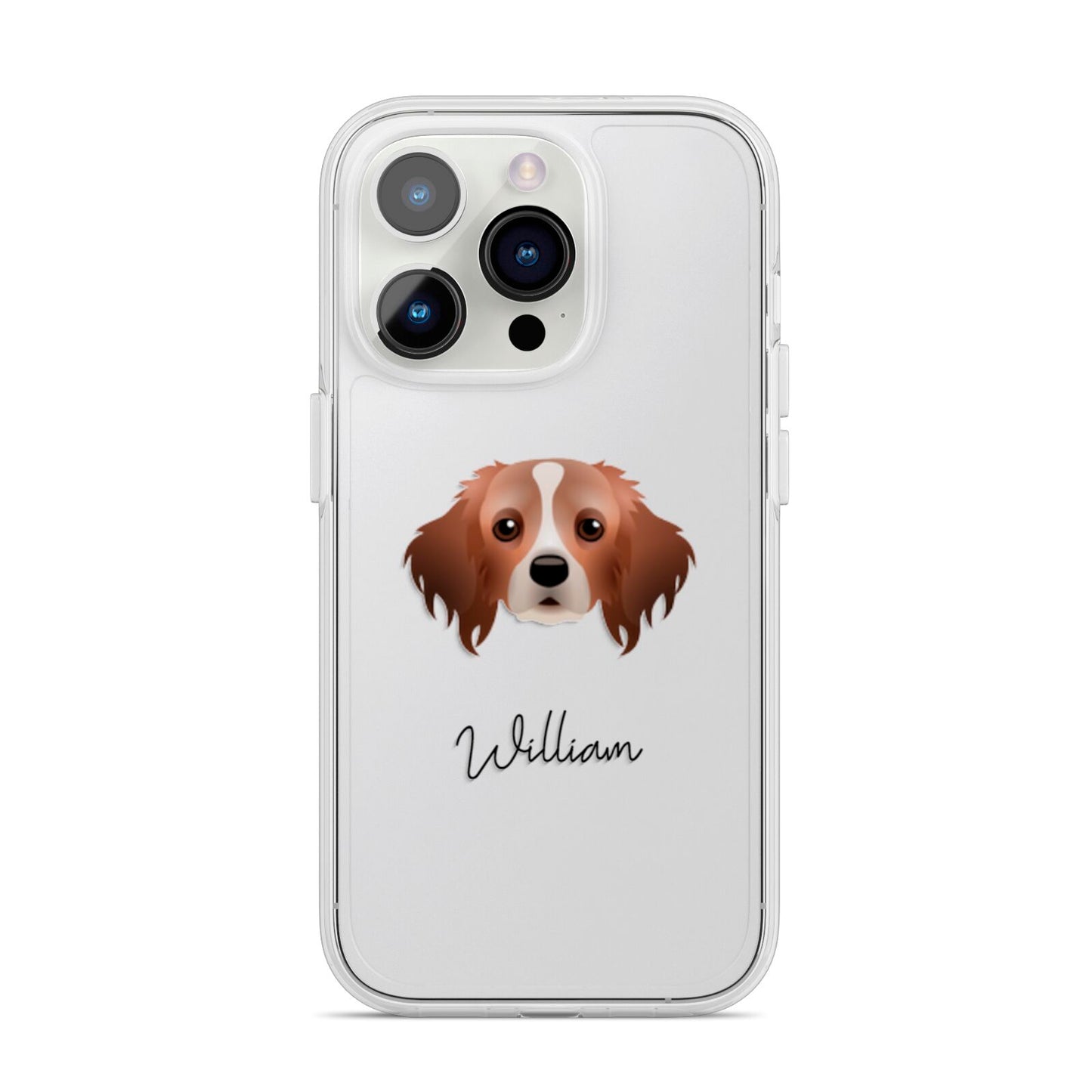Cavapom Personalised iPhone 14 Pro Clear Tough Case Silver