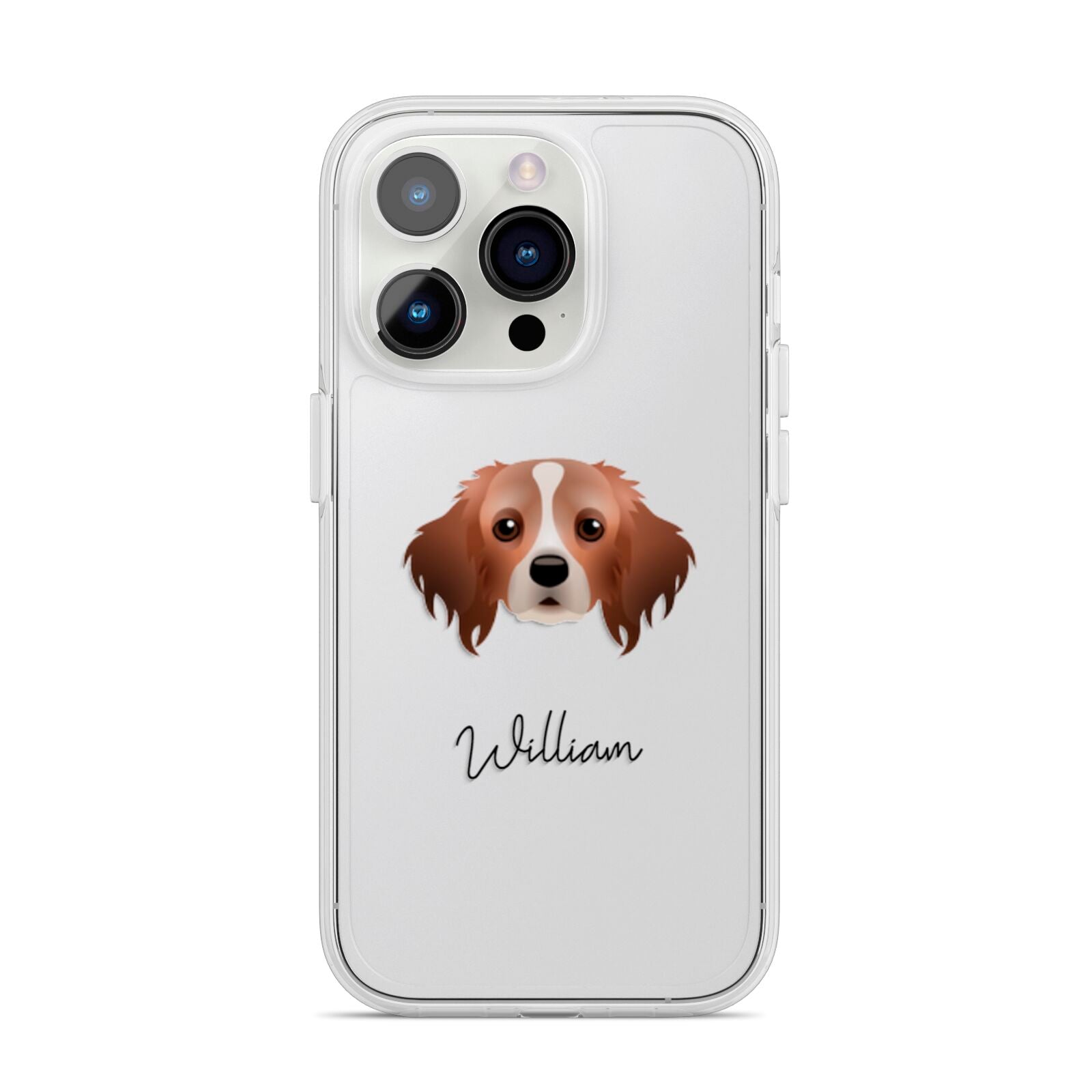 Cavapom Personalised iPhone 14 Pro Clear Tough Case Silver