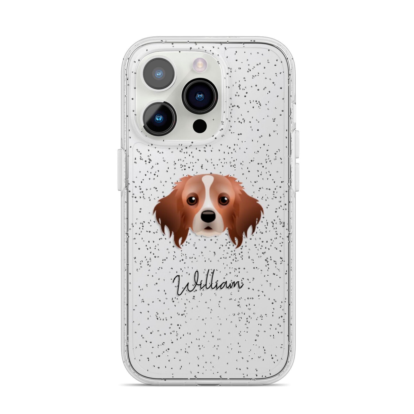 Cavapom Personalised iPhone 14 Pro Glitter Tough Case Silver