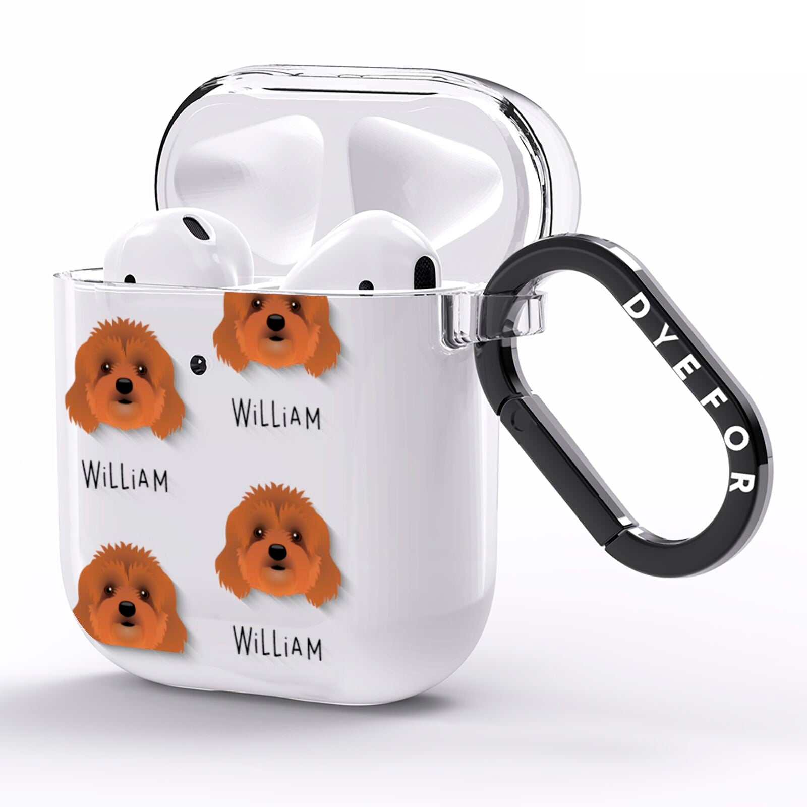 Cavapoo Icon with Name AirPods Clear Case Side Image