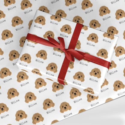 Cavapoo Icon with Name Custom Wrapping Paper
