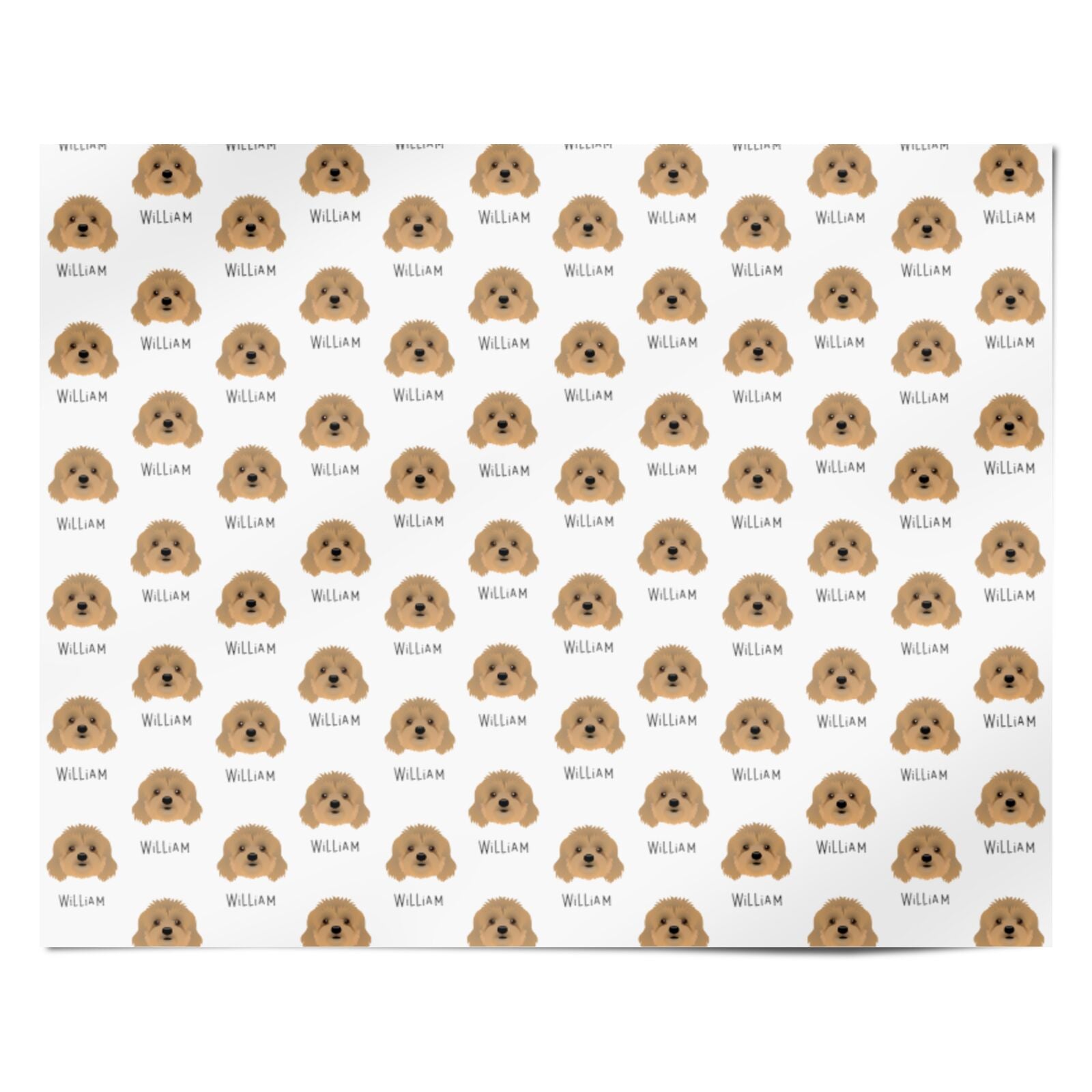 Cavapoo Icon with Name Personalised Wrapping Paper Alternative