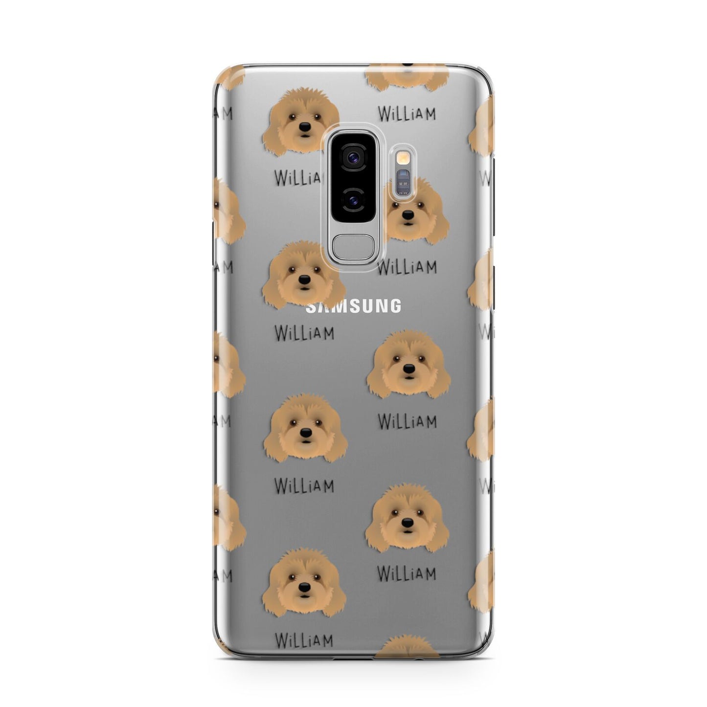 Cavapoo Icon with Name Samsung Galaxy S9 Plus Case on Silver phone