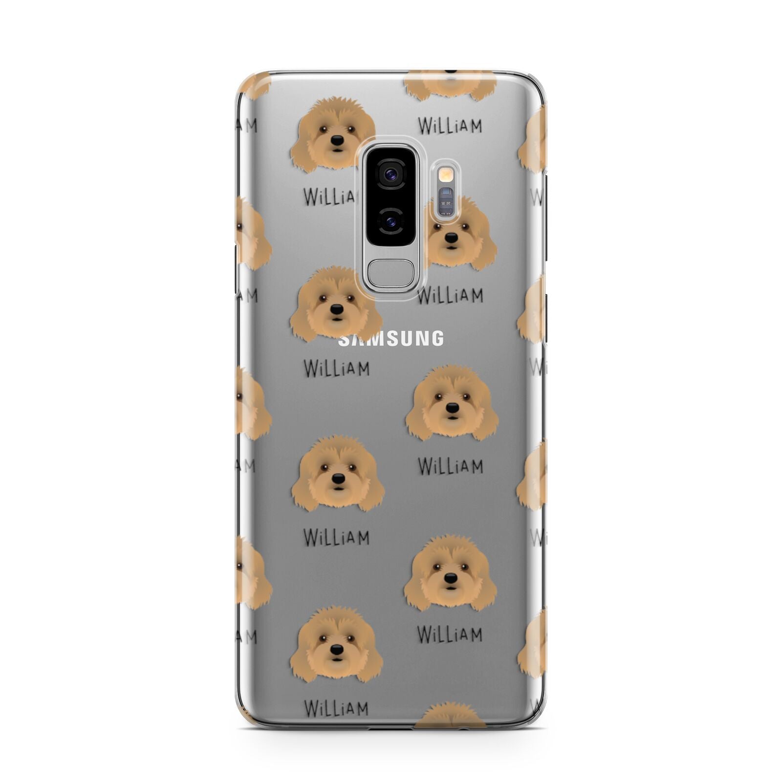 Cavapoo Icon with Name Samsung Galaxy S9 Plus Case on Silver phone
