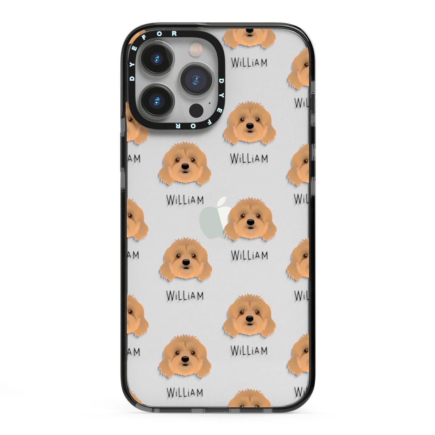 Cavapoo Icon with Name iPhone 13 Pro Max Black Impact Case on Silver phone