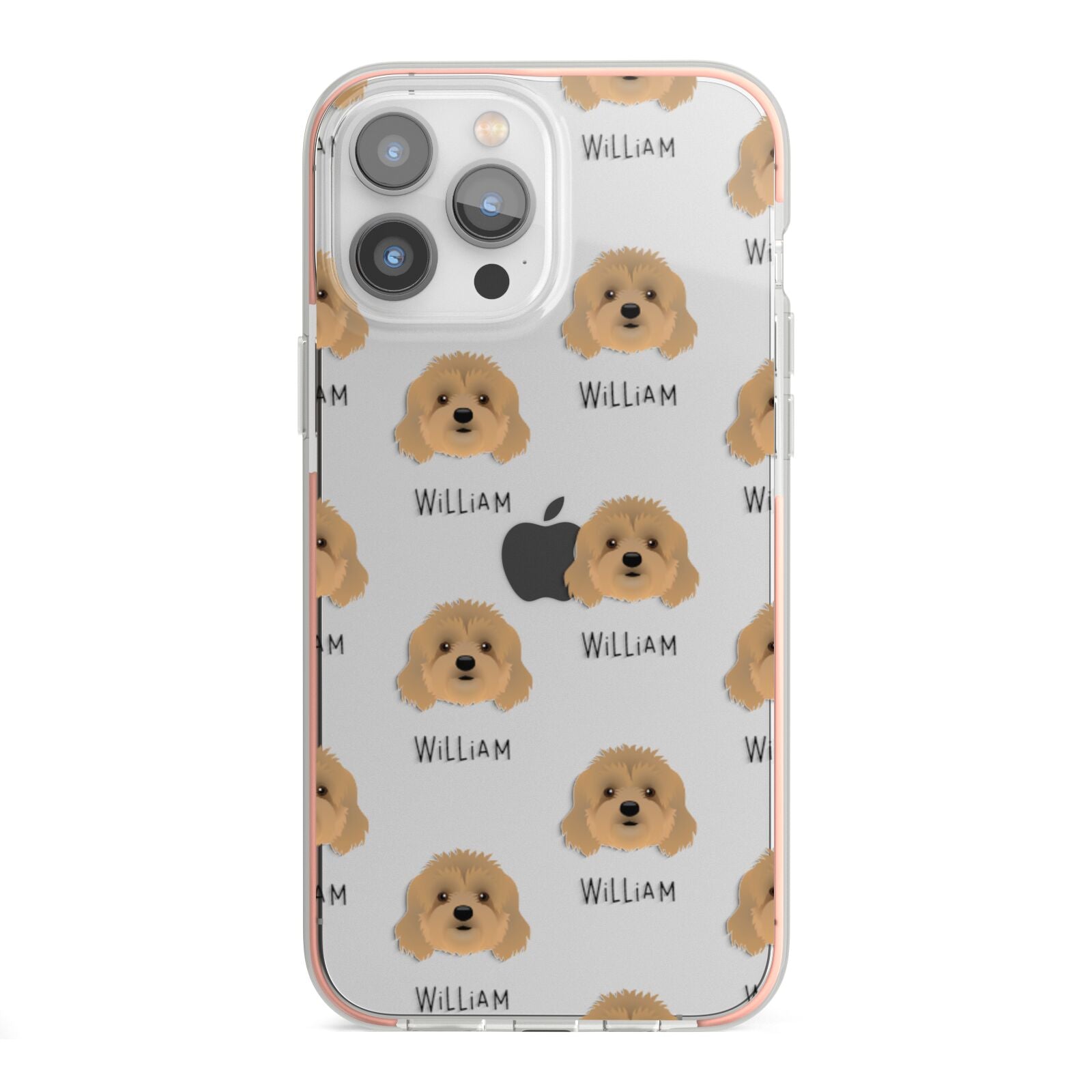 Cavapoo Icon with Name iPhone 13 Pro Max TPU Impact Case with Pink Edges