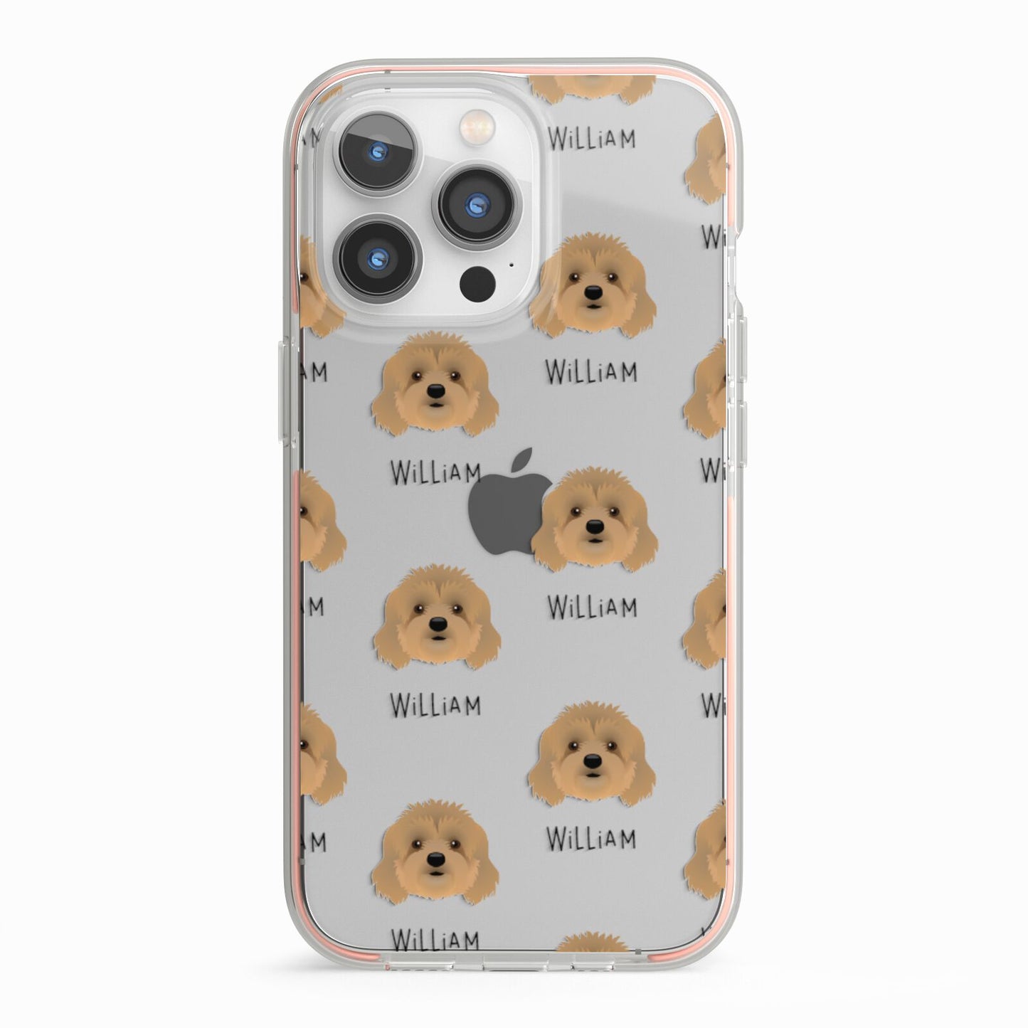 Cavapoo Icon with Name iPhone 13 Pro TPU Impact Case with Pink Edges