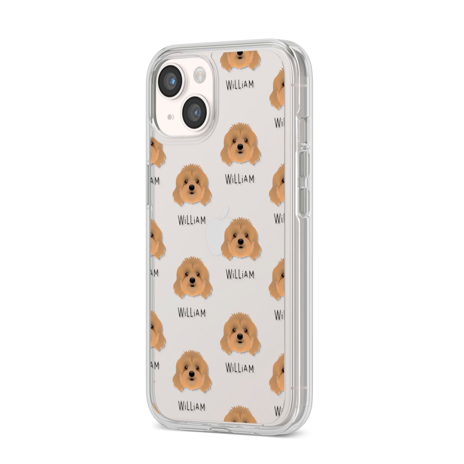 Cavapoo Icon with Name iPhone 14 Clear Tough Case Starlight Angled Image