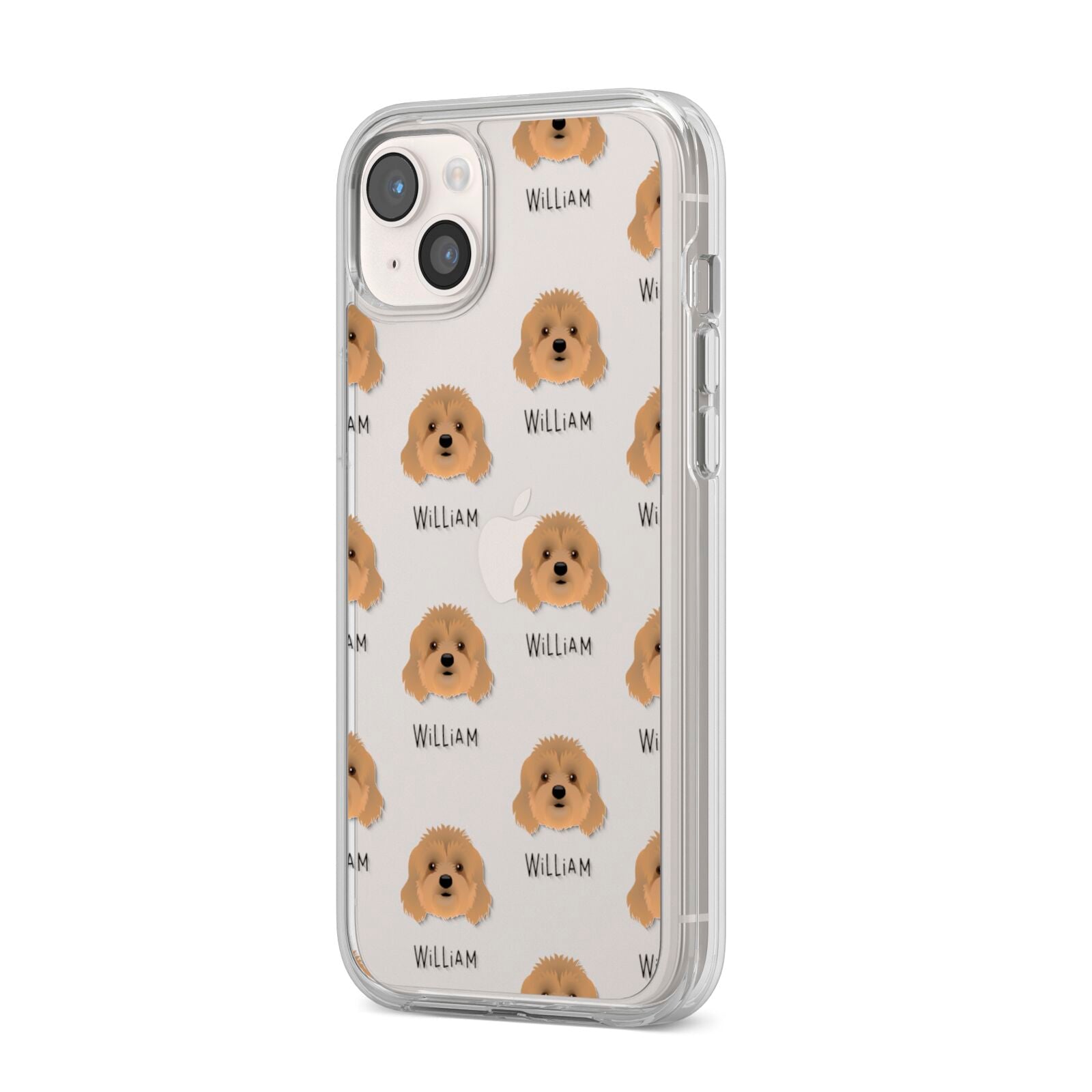 Cavapoo Icon with Name iPhone 14 Plus Clear Tough Case Starlight Angled Image