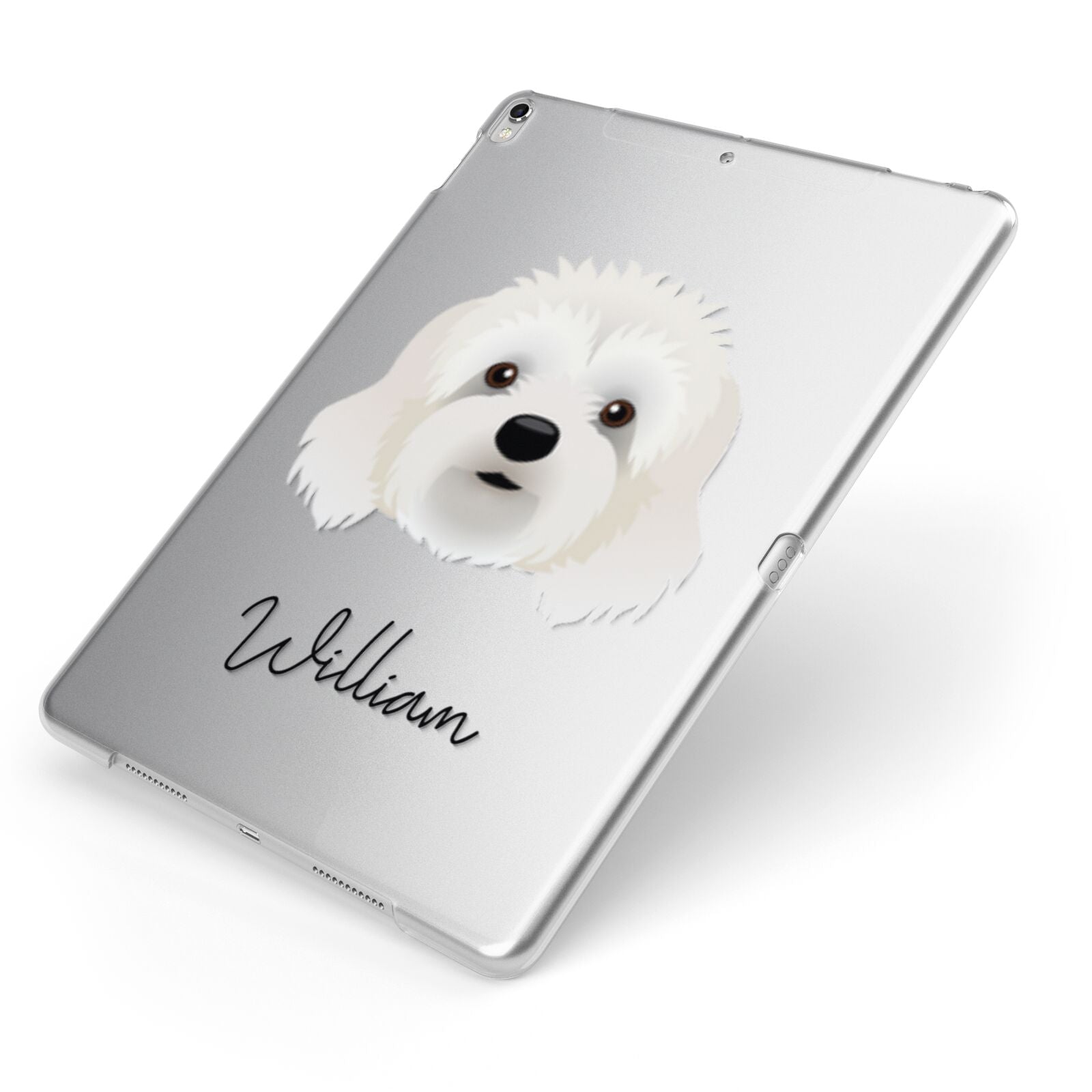 Cavapoo Personalised Apple iPad Case on Silver iPad Side View