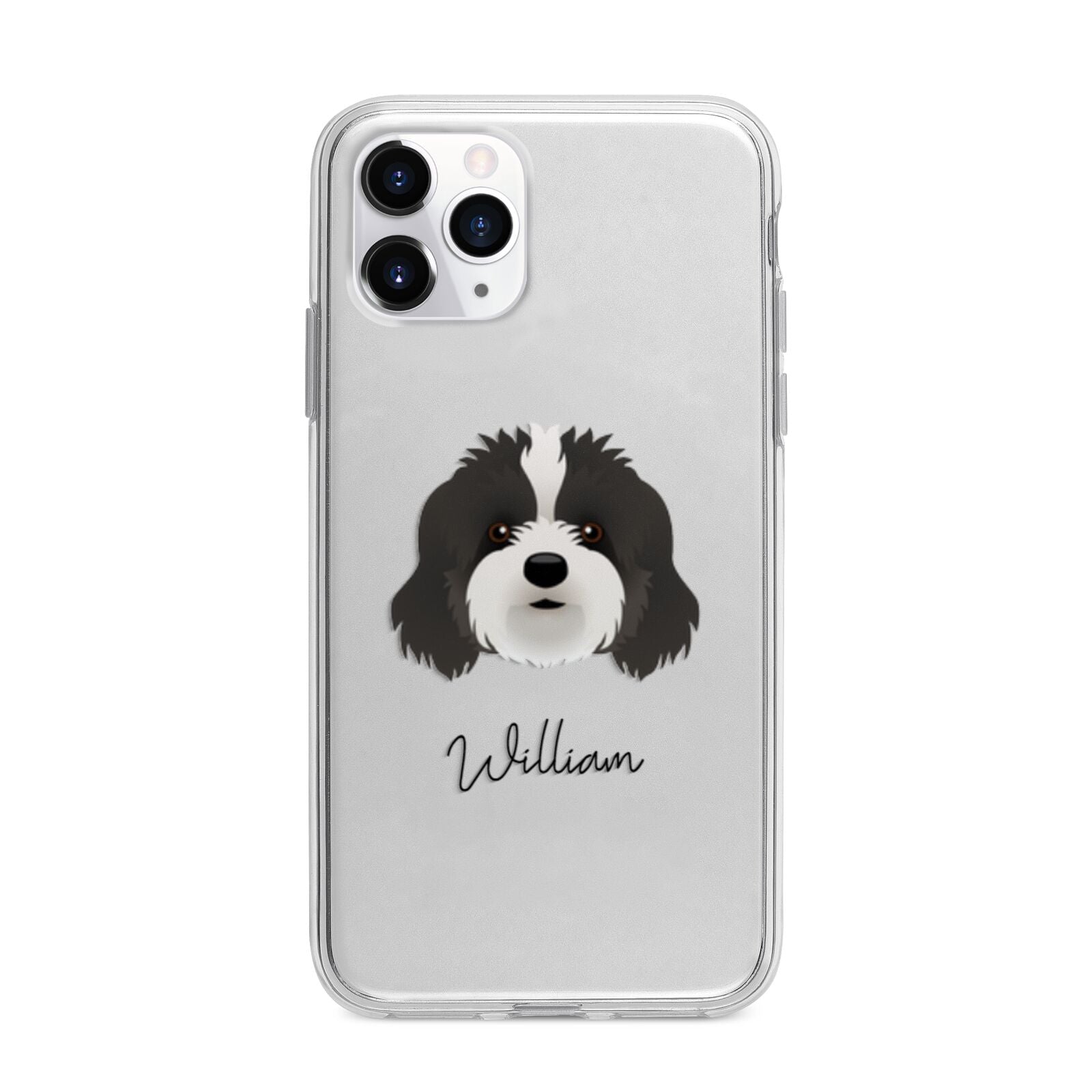 Cavapoo Personalised Apple iPhone 11 Pro in Silver with Bumper Case