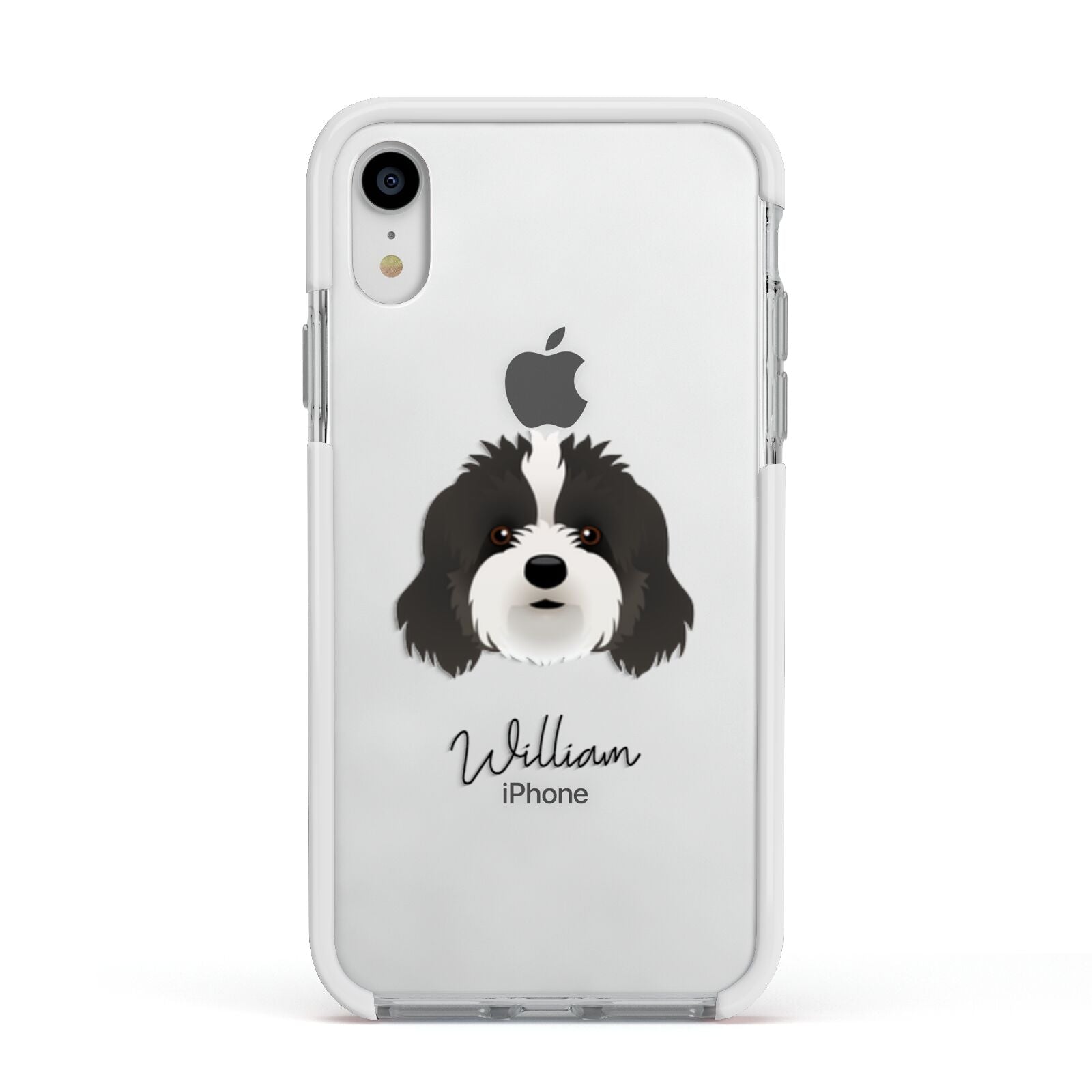 Cavapoo Personalised Apple iPhone XR Impact Case White Edge on Silver Phone