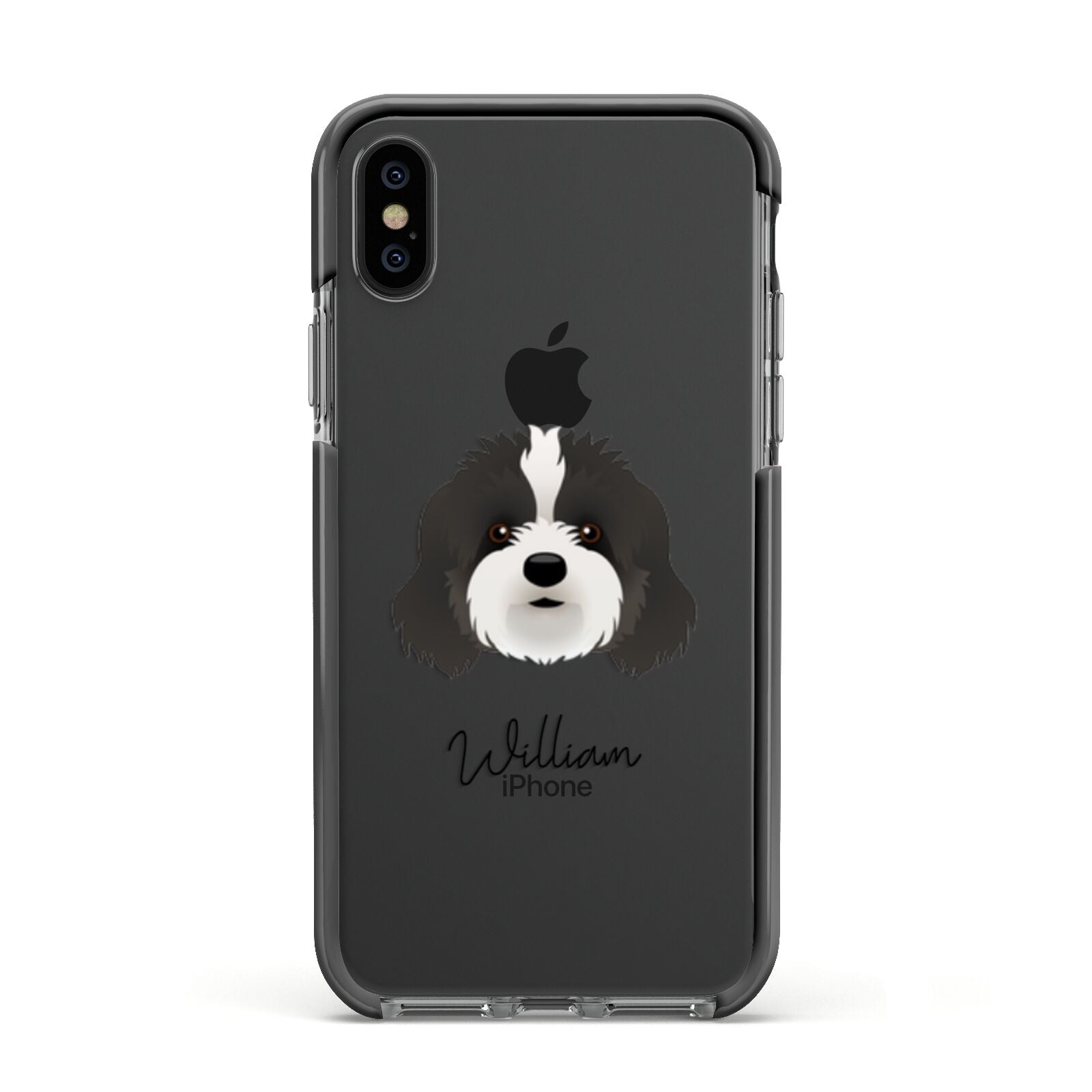 Cavapoo Personalised Apple iPhone Xs Impact Case Black Edge on Black Phone