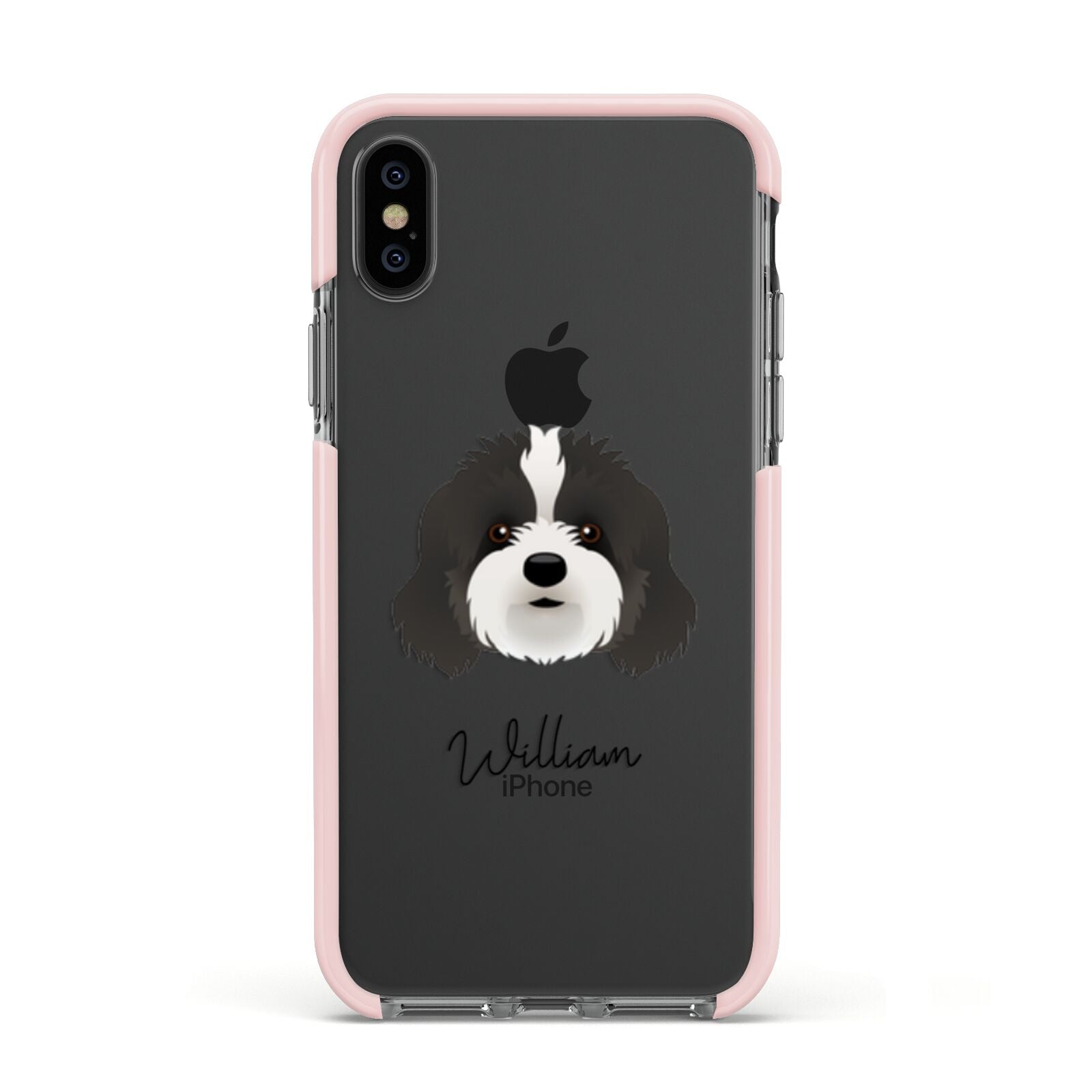 Cavapoo Personalised Apple iPhone Xs Impact Case Pink Edge on Black Phone