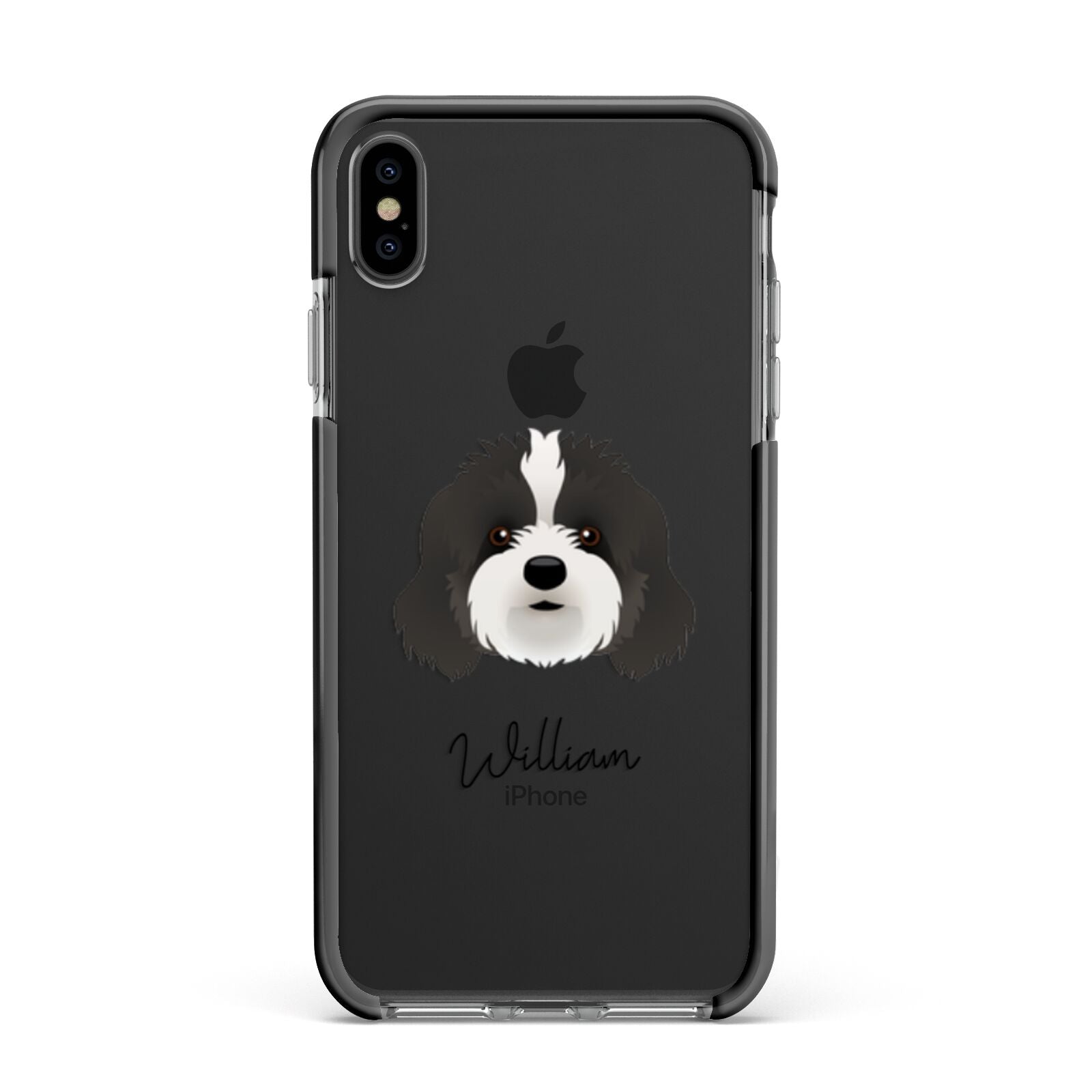 Cavapoo Personalised Apple iPhone Xs Max Impact Case Black Edge on Black Phone