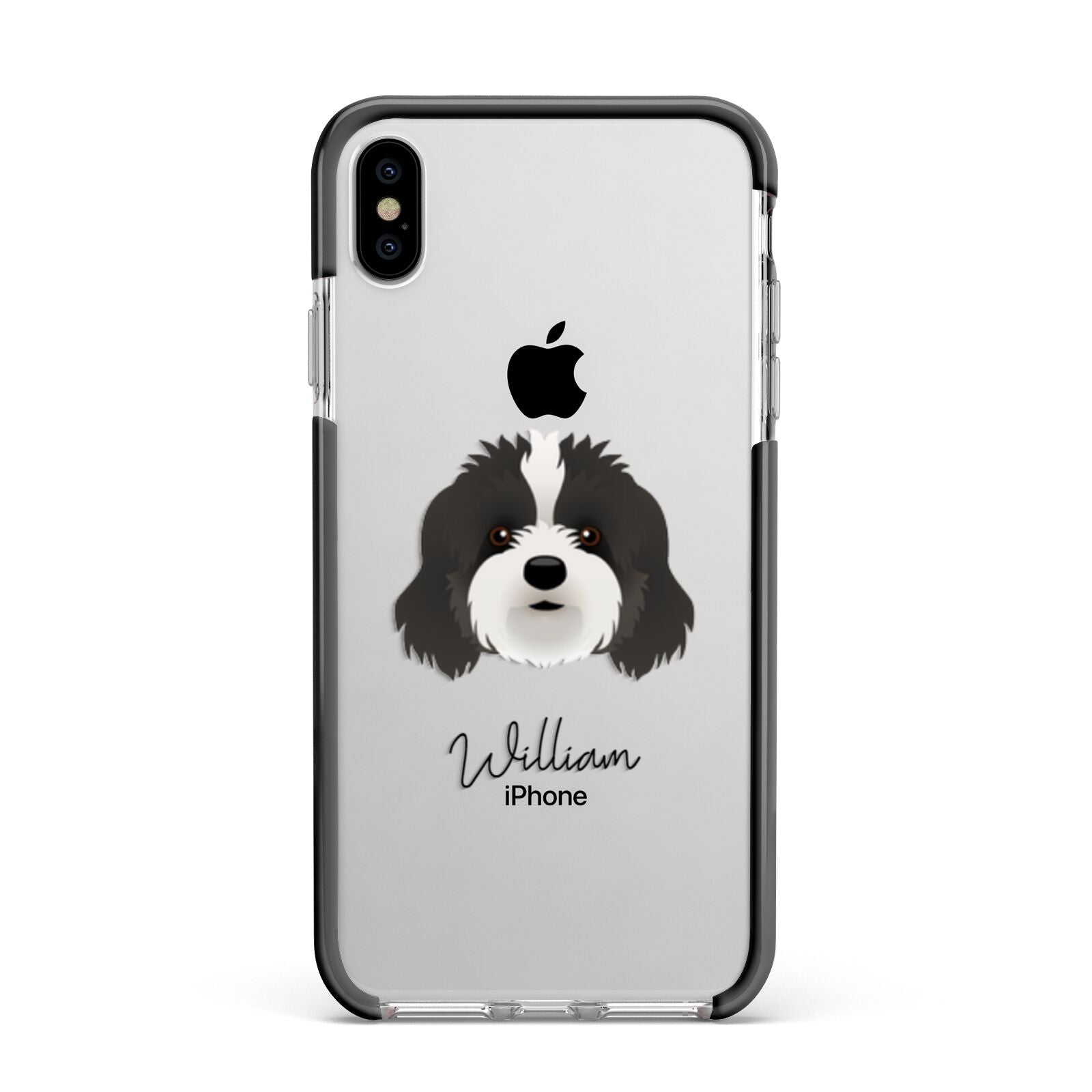 Cavapoo Personalised Apple iPhone Xs Max Impact Case Black Edge on Silver Phone