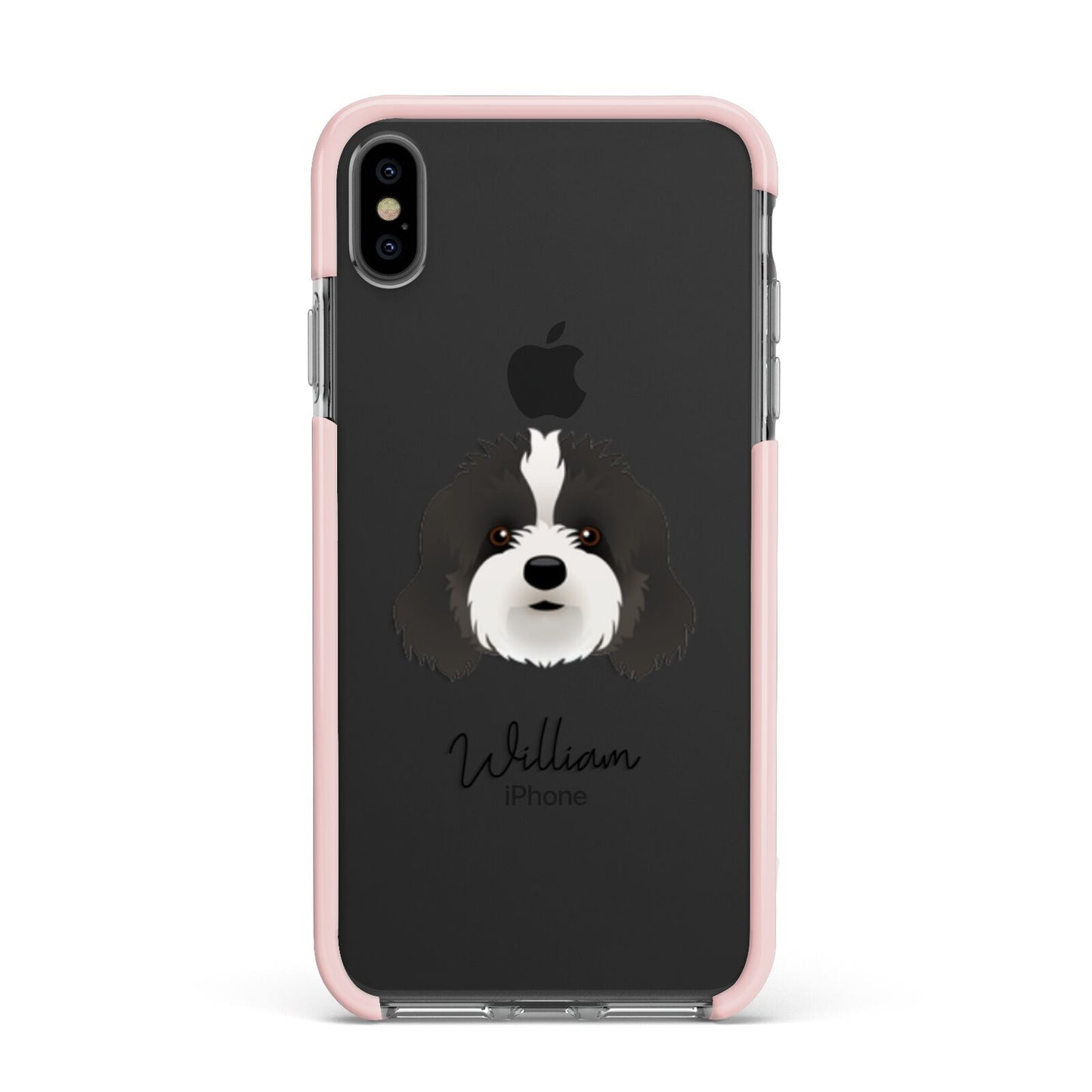 Cavapoo Personalised Apple iPhone Xs Max Impact Case Pink Edge on Black Phone