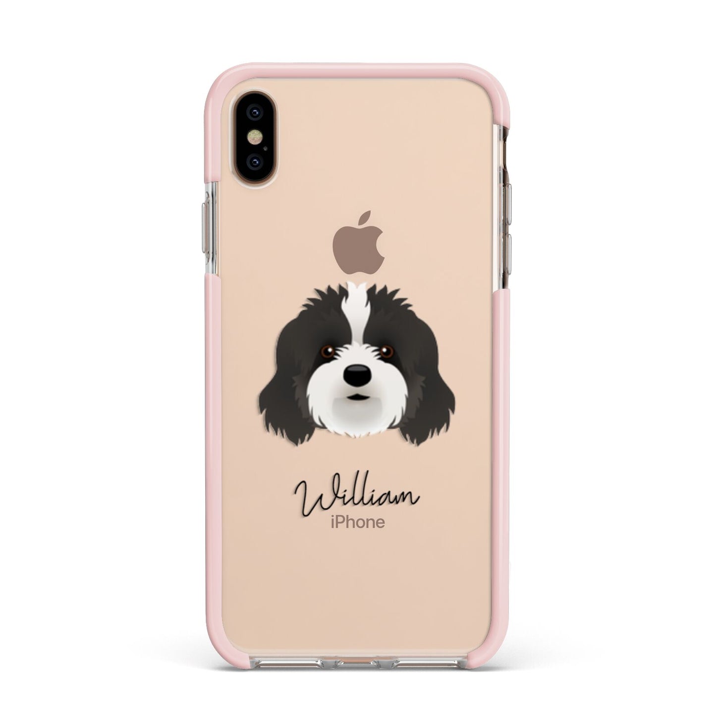 Cavapoo Personalised Apple iPhone Xs Max Impact Case Pink Edge on Gold Phone