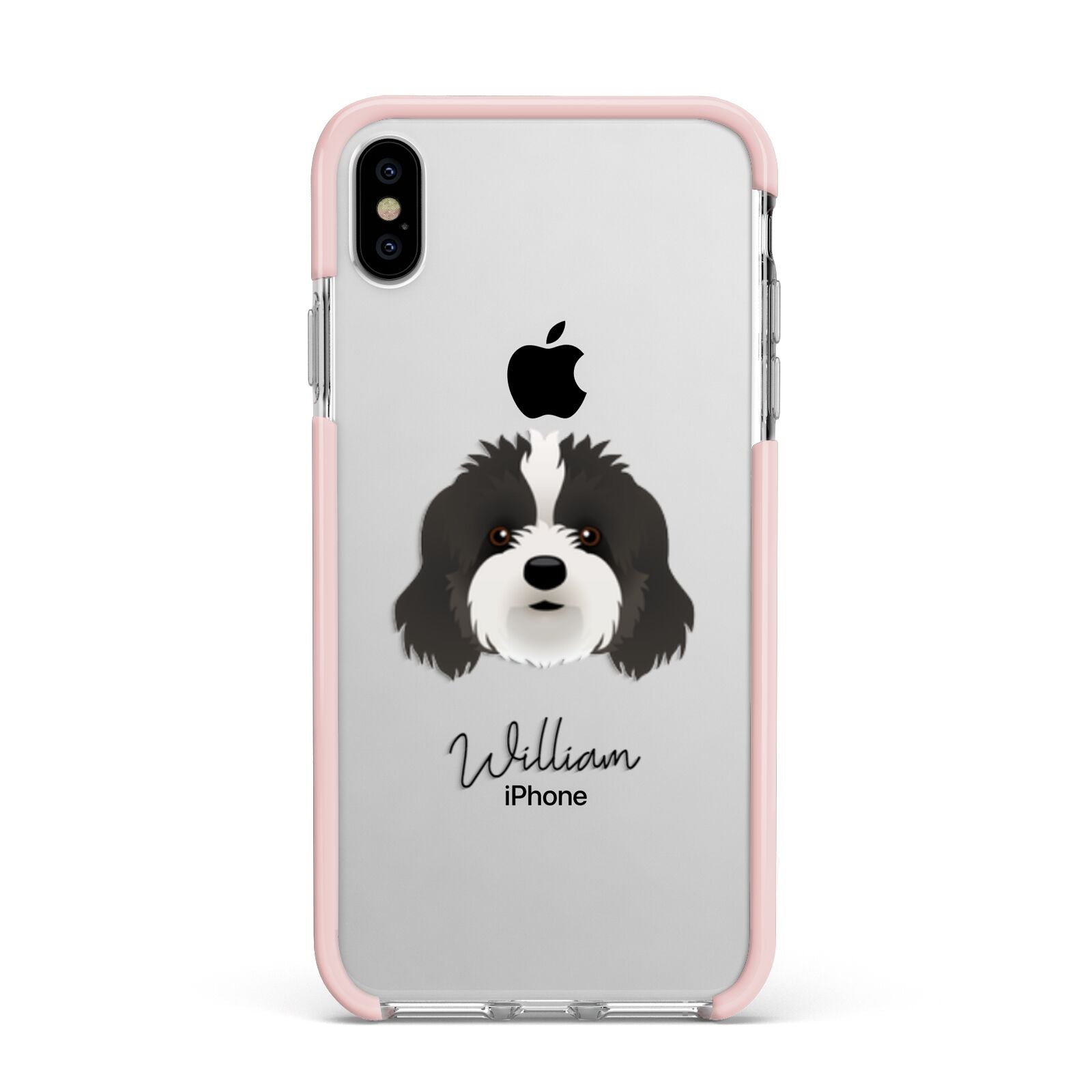Cavapoo Personalised Apple iPhone Xs Max Impact Case Pink Edge on Silver Phone