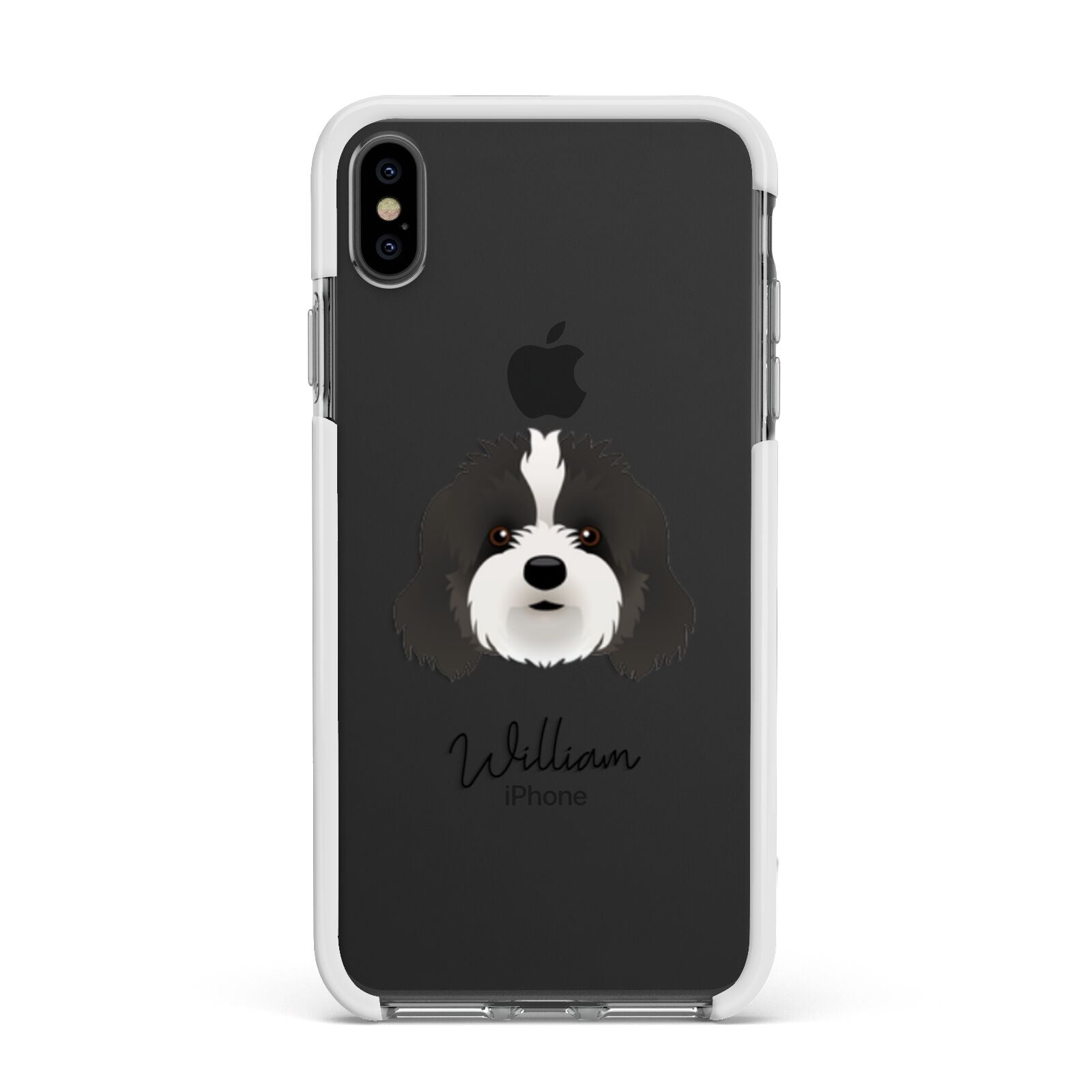 Cavapoo Personalised Apple iPhone Xs Max Impact Case White Edge on Black Phone