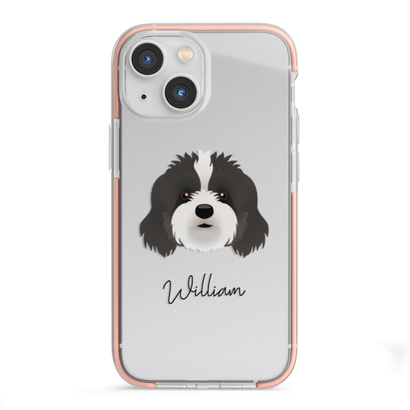 Cavapoo Personalised iPhone 13 Mini TPU Impact Case with Pink Edges