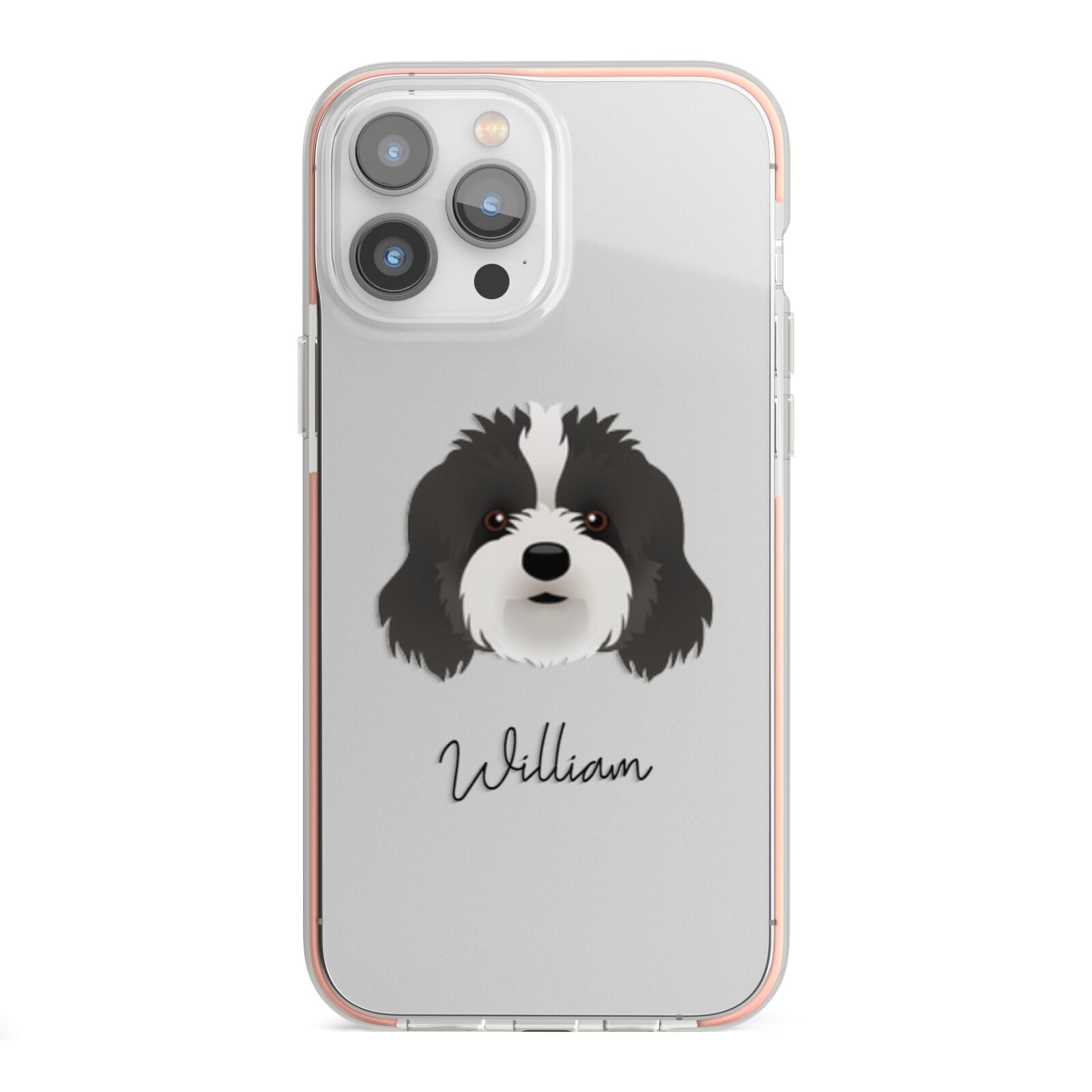 Cavapoo Personalised iPhone 13 Pro Max TPU Impact Case with Pink Edges