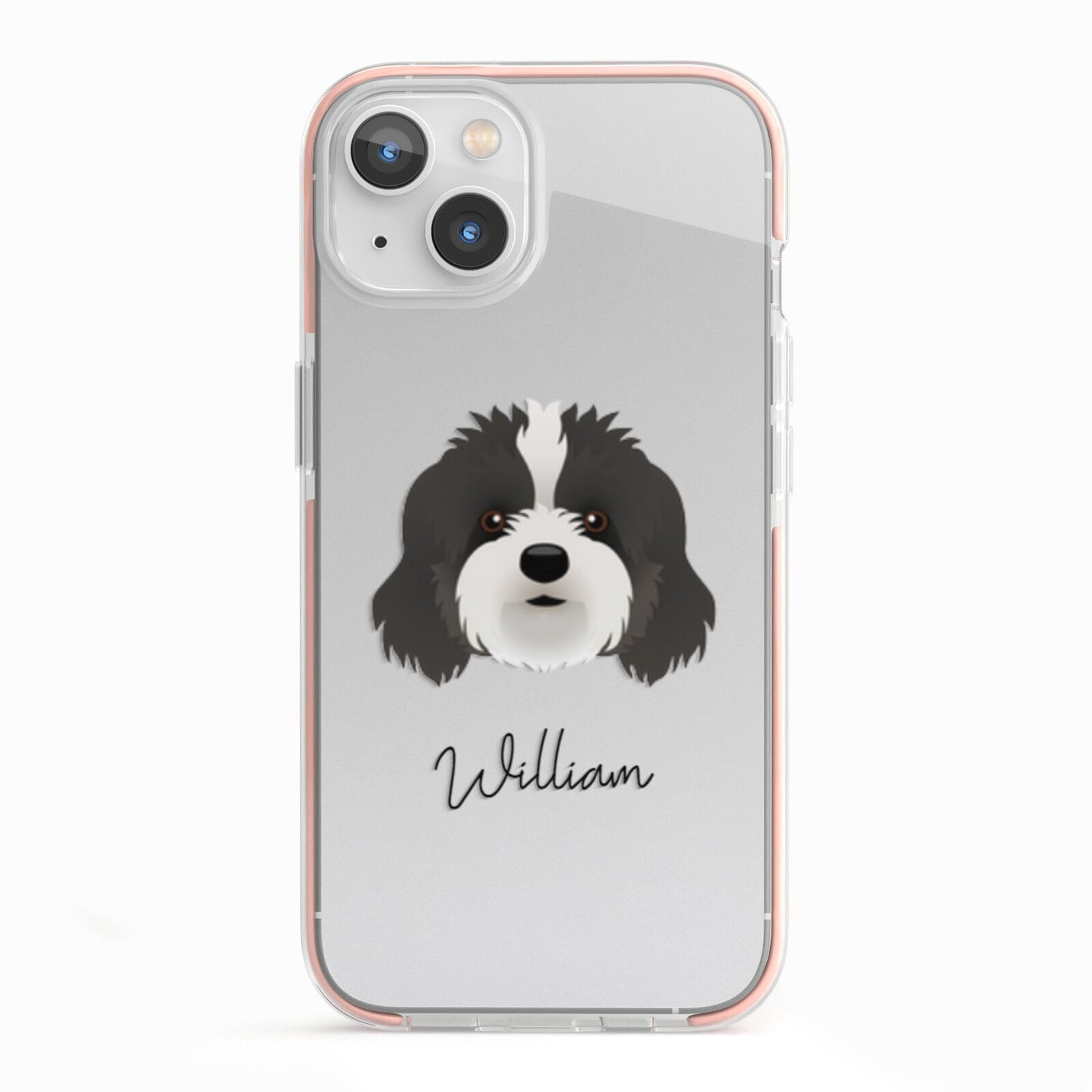Cavapoo Personalised iPhone 13 TPU Impact Case with Pink Edges