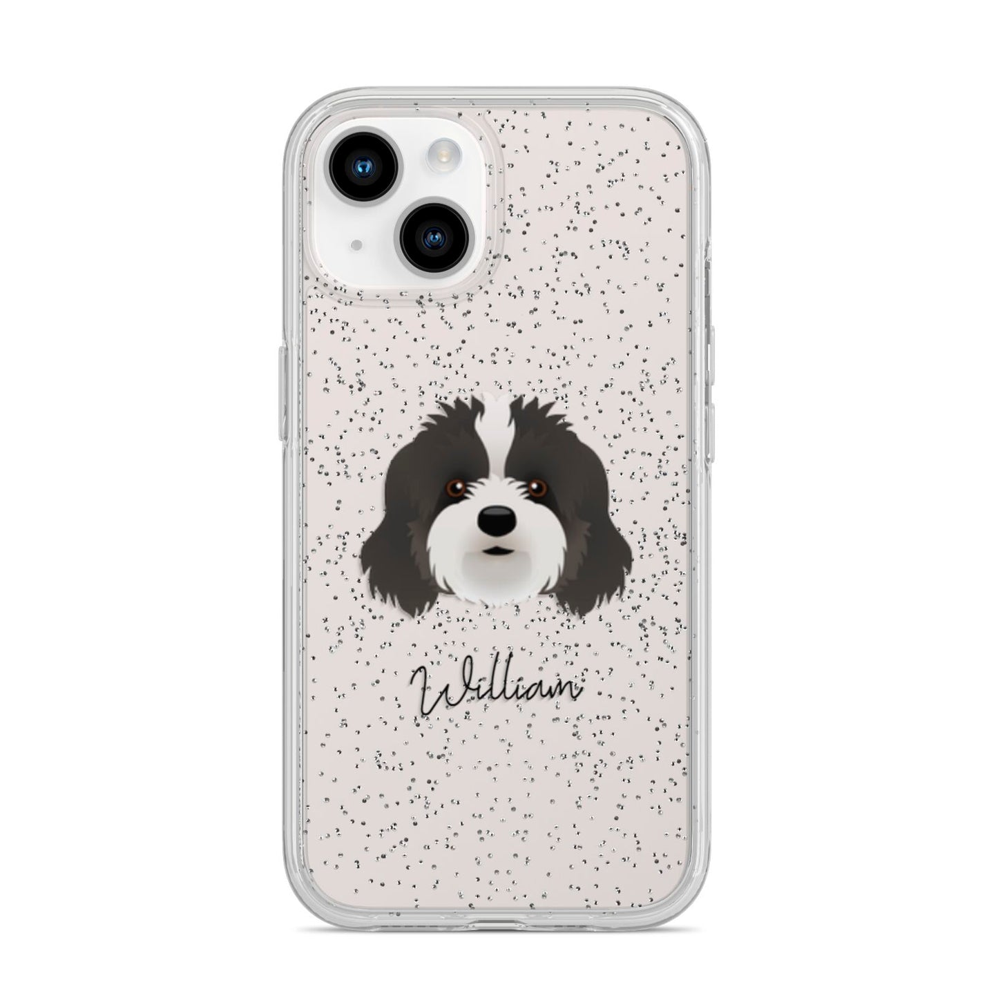 Cavapoo Personalised iPhone 14 Glitter Tough Case Starlight