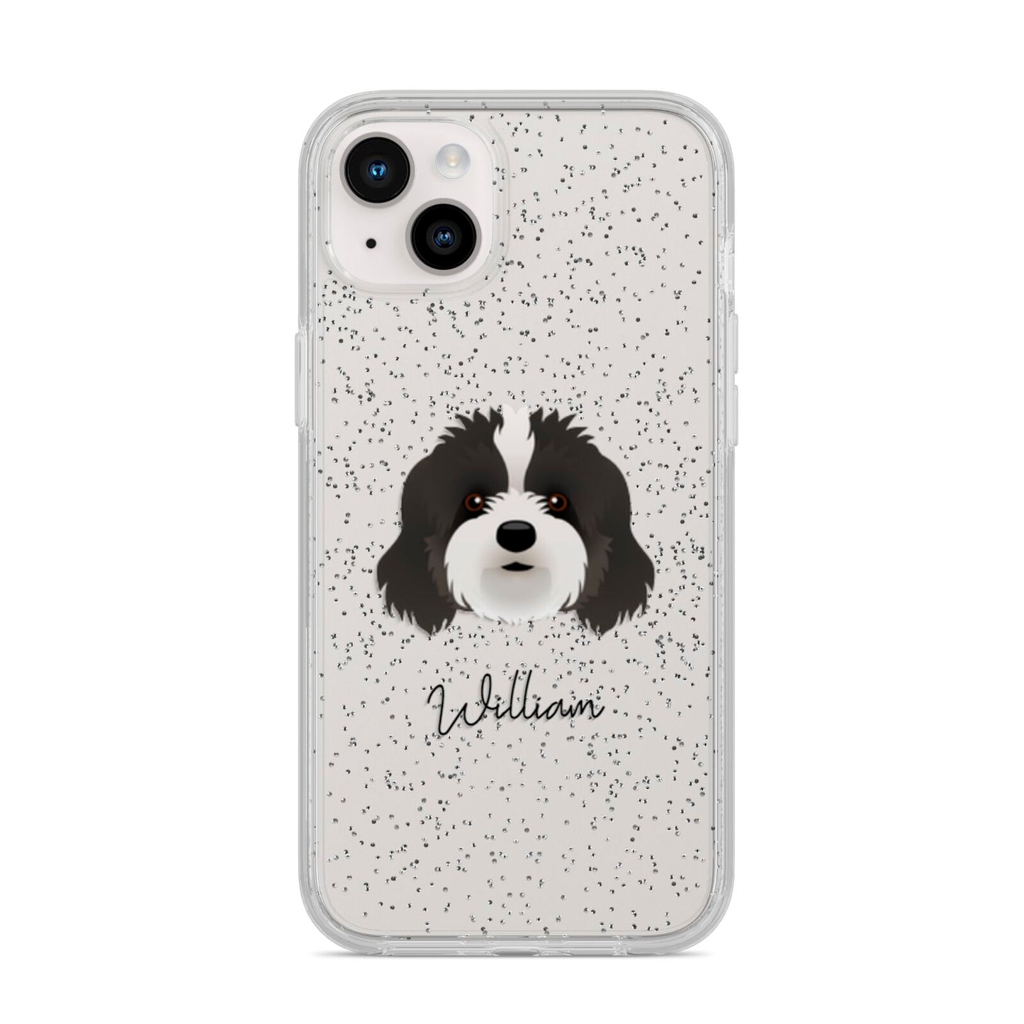 Cavapoo Personalised iPhone 14 Plus Glitter Tough Case Starlight