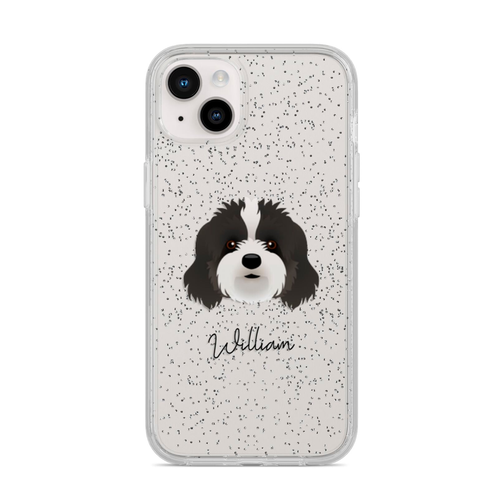 Cavapoo Personalised iPhone 14 Plus Glitter Tough Case Starlight