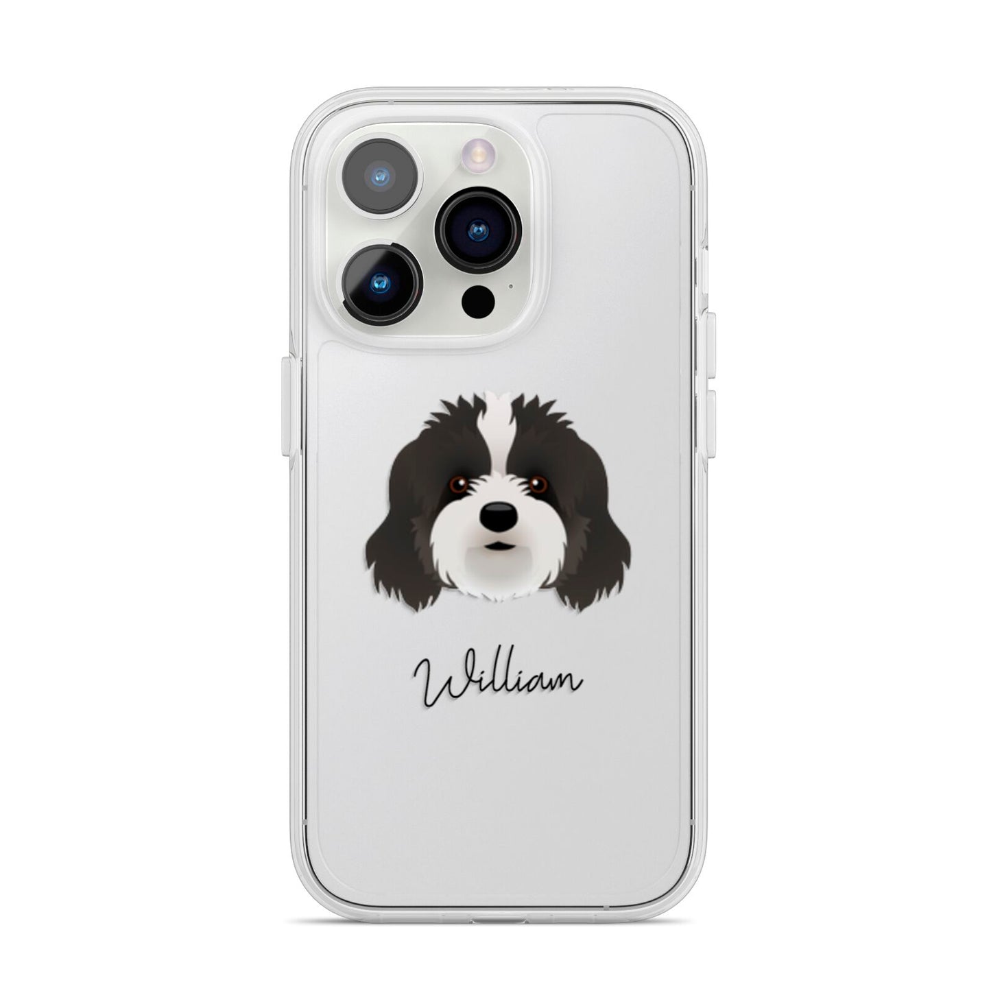 Cavapoo Personalised iPhone 14 Pro Clear Tough Case Silver