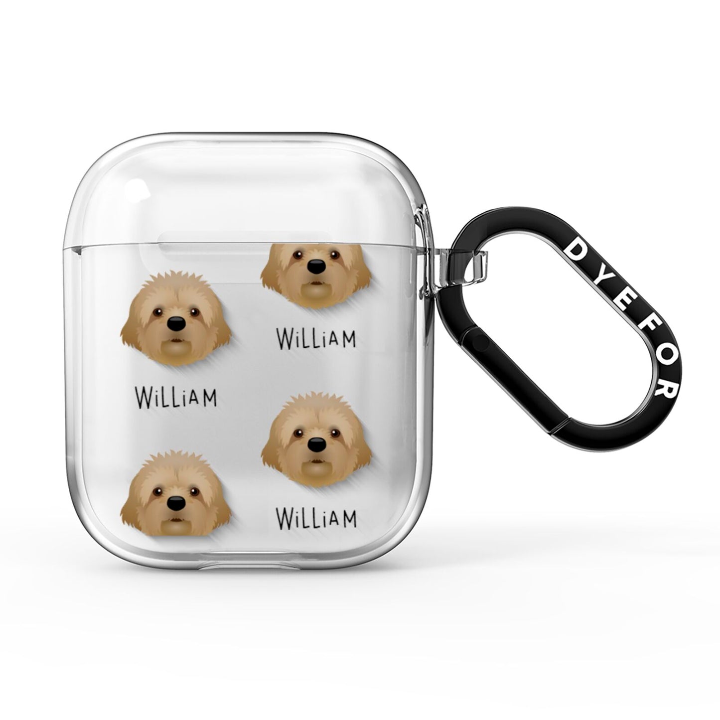 Cavapoochon Icon with Name AirPods Clear Case